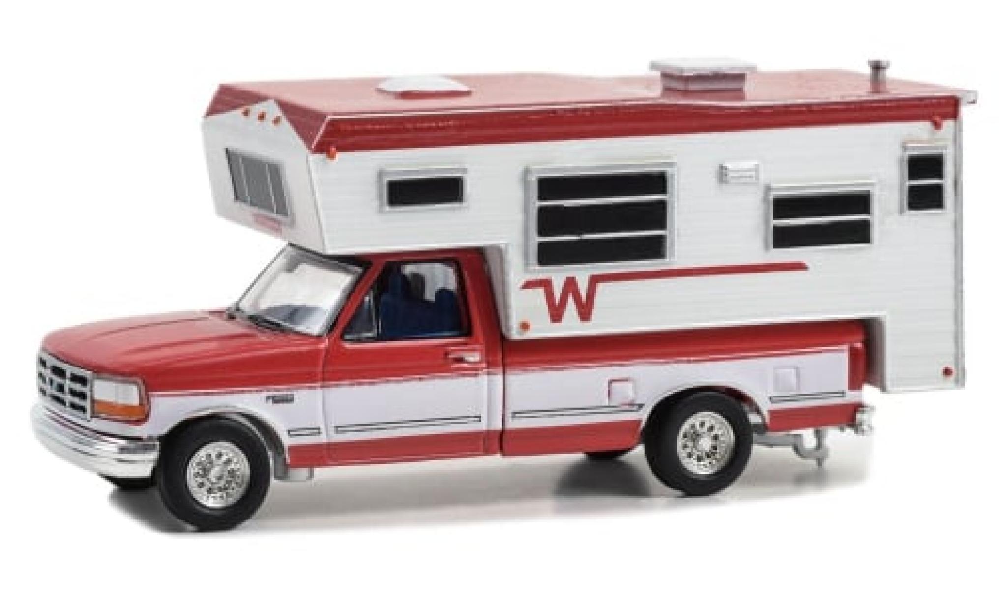 Ford F-250 1/64 Greenlight rood/wit 1995 1:64 modelauto