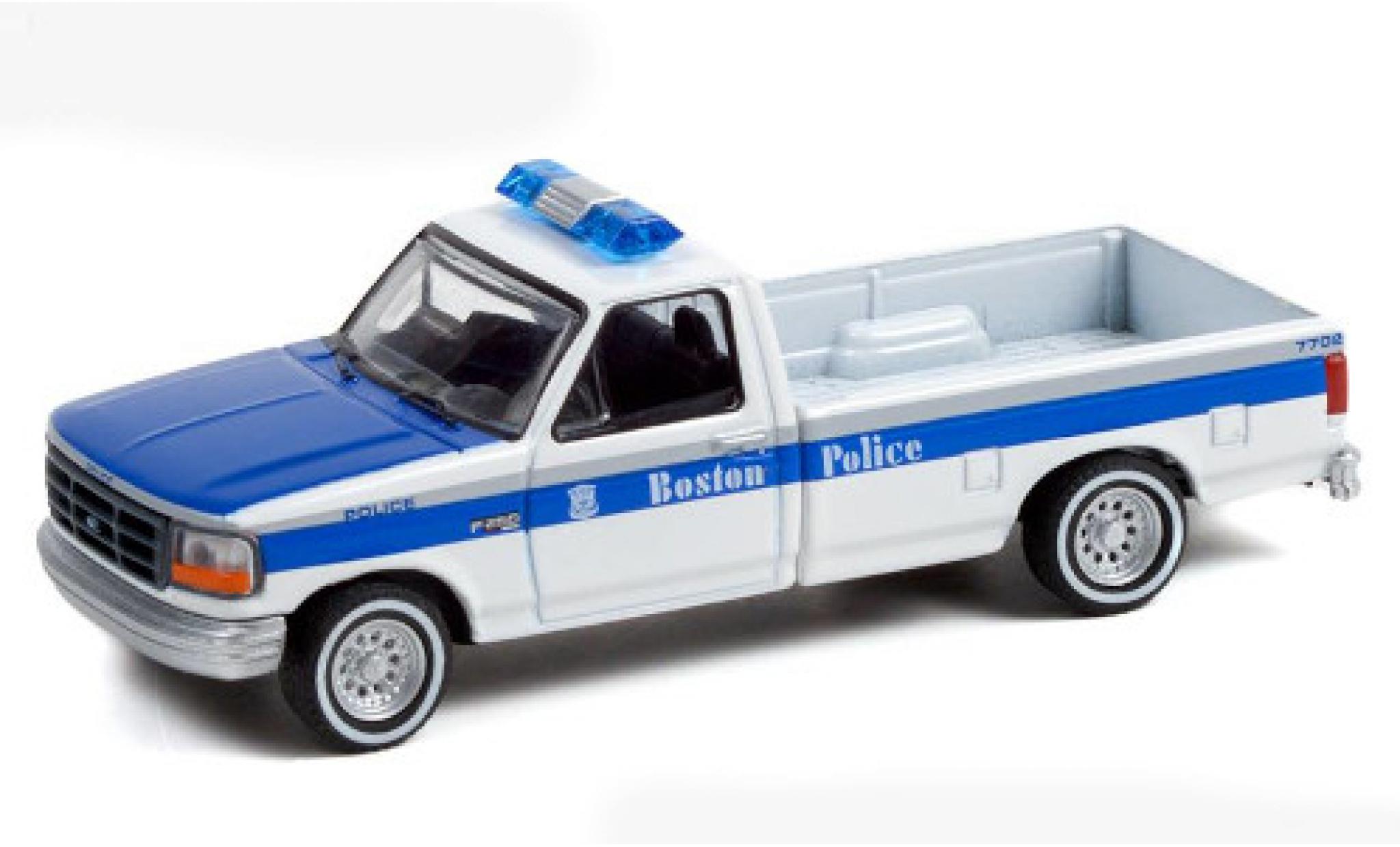 Ford F-250 1/64 Greenlight wit/blauw Boston Politie 1995 modelauto