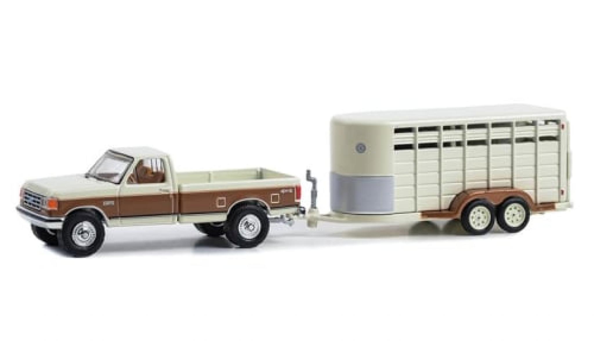Ford F-250 1/64 Greenlight XLT Lariat wit/bruin 1991 1:64 modelauto
