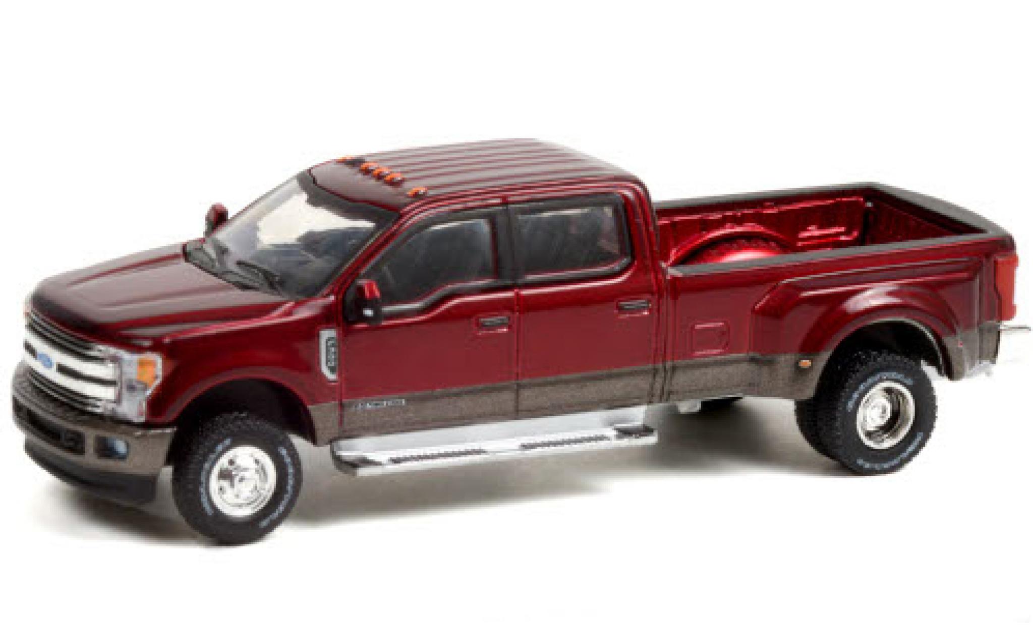 Ford F-350 1/64 Greenlight Dually metallic rood/metallic grijs 2019 modelauto