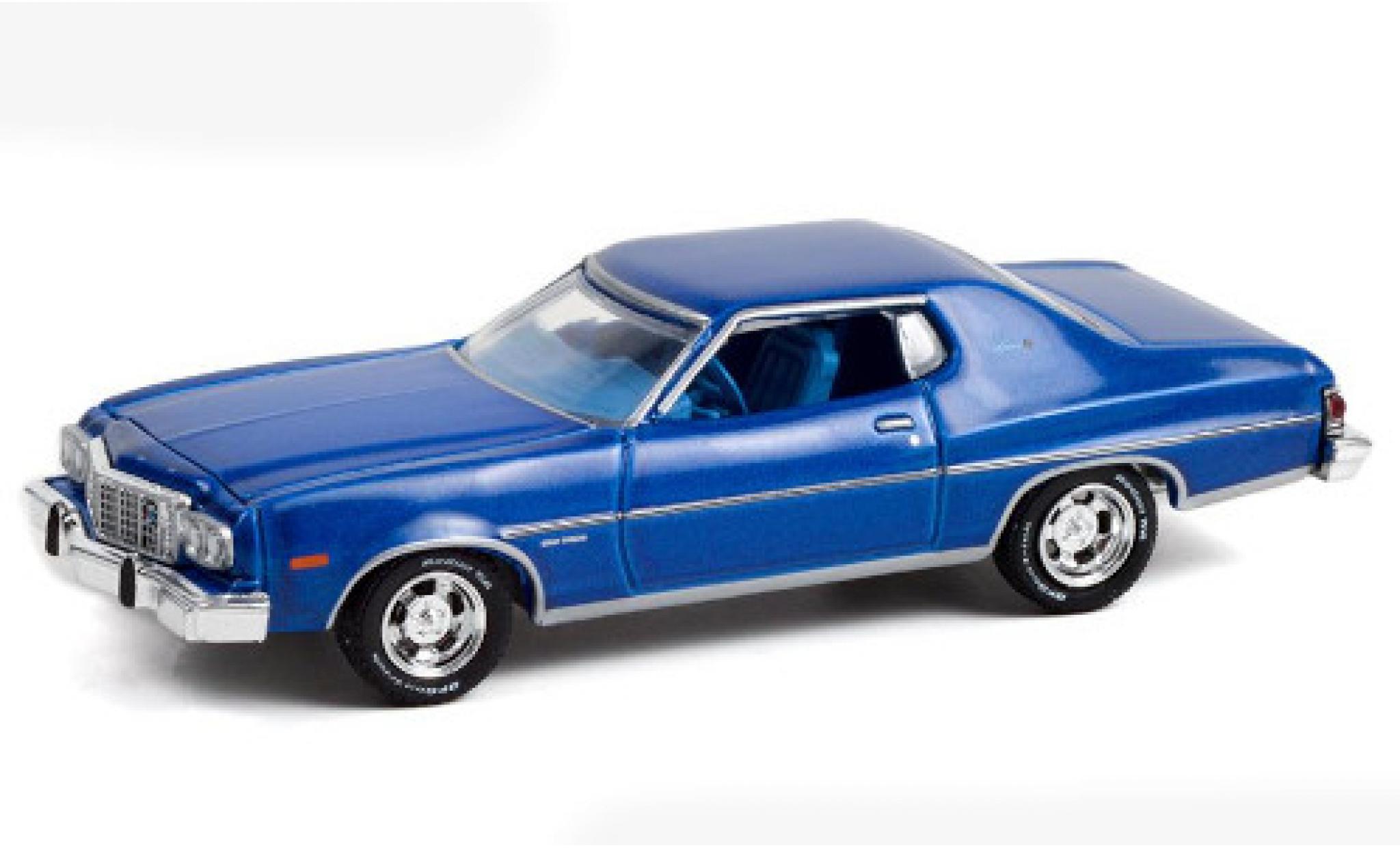 Ford Gran Torino 1/64 Greenlight metallic blauw 1974 modelauto
