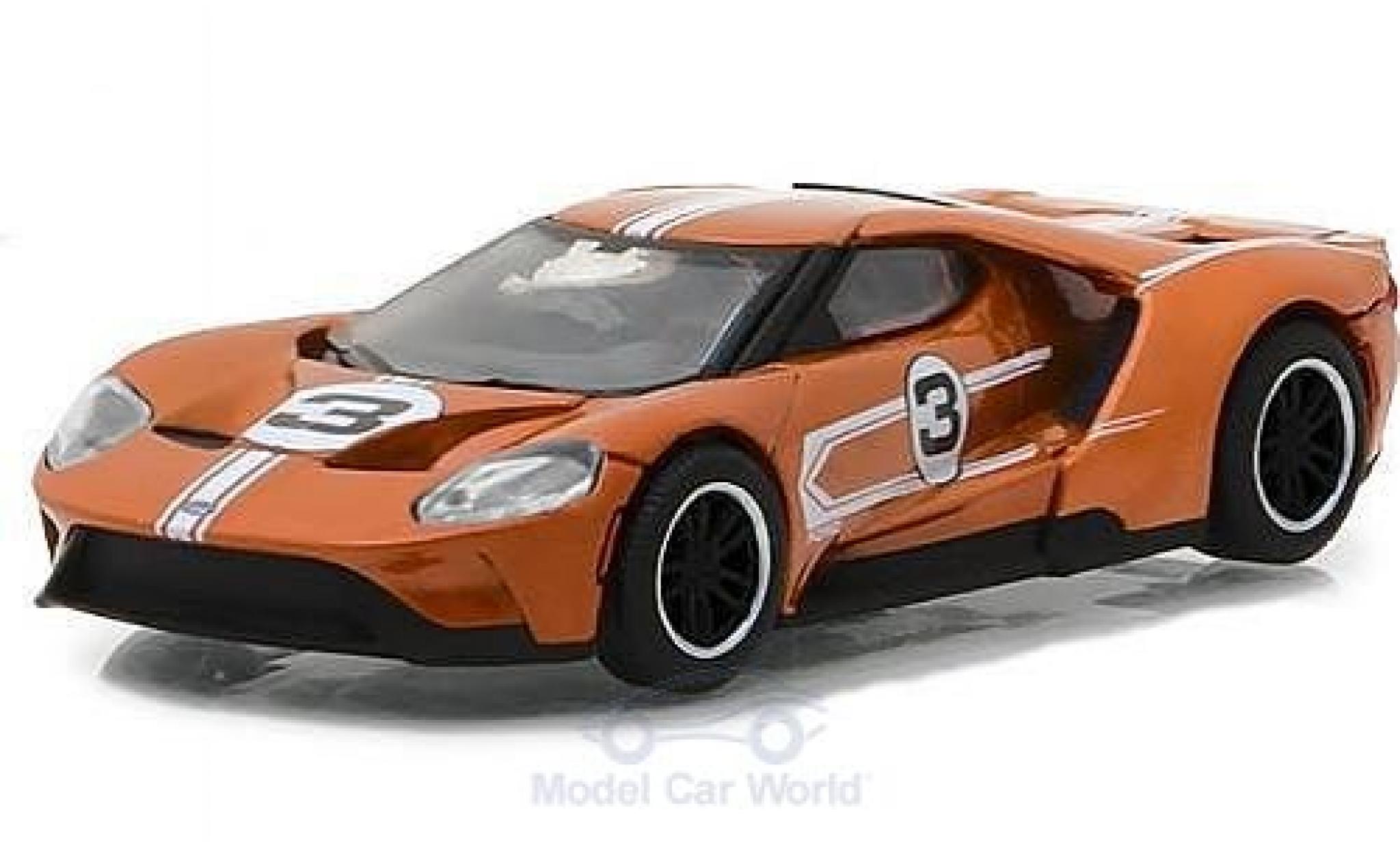 Ford GT 1/64 Greenlight oranje 2017 1967 #3 40 Mk IV Tribute modelauto