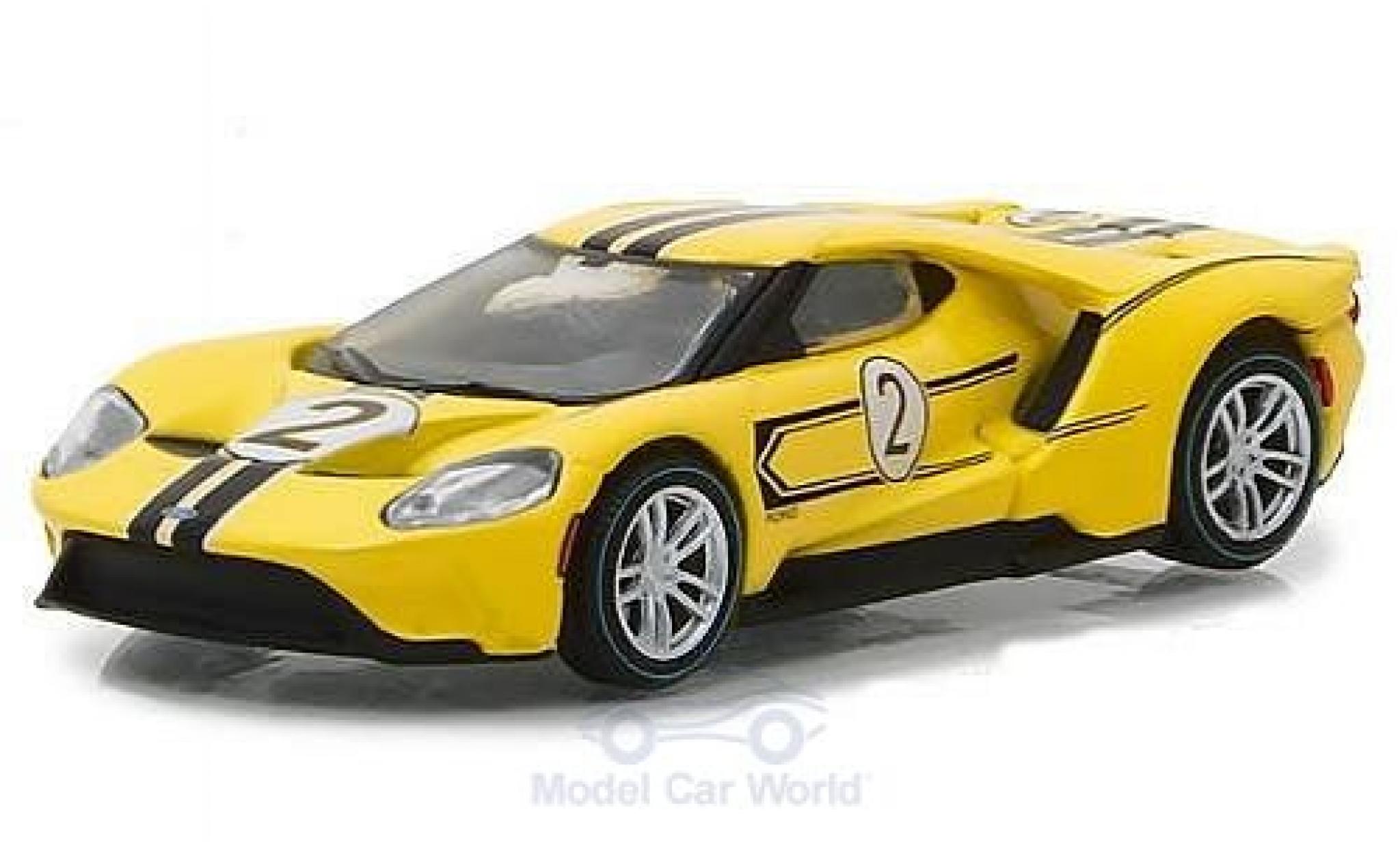 Ford GT 1/64 Greenlight geel 2017 1967 #2 40 Mk IV Tribute modelauto