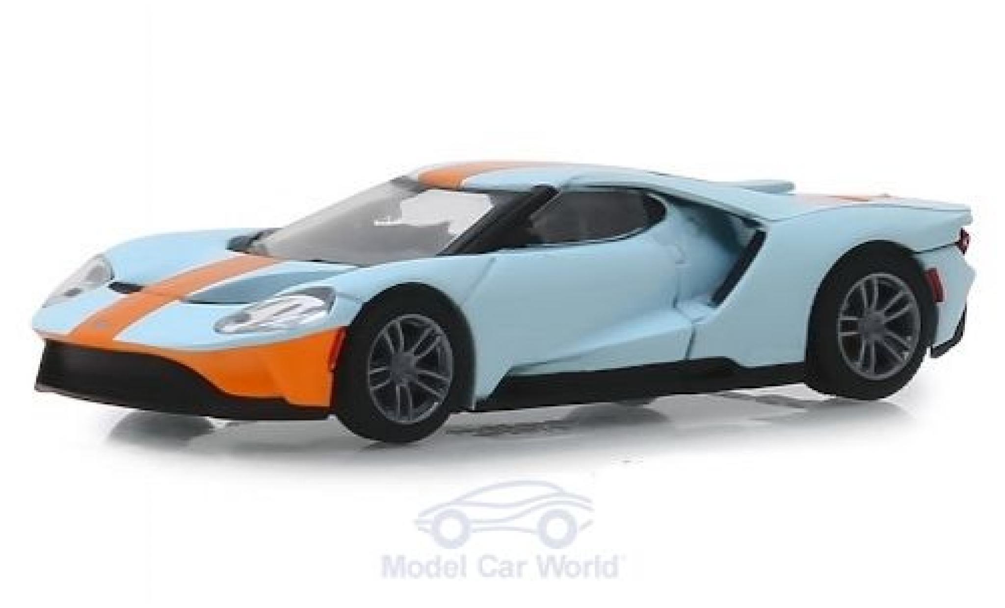Ford GT 1/64 Greenlight Heritage Edition blauw/oranje 2019 modelauto
