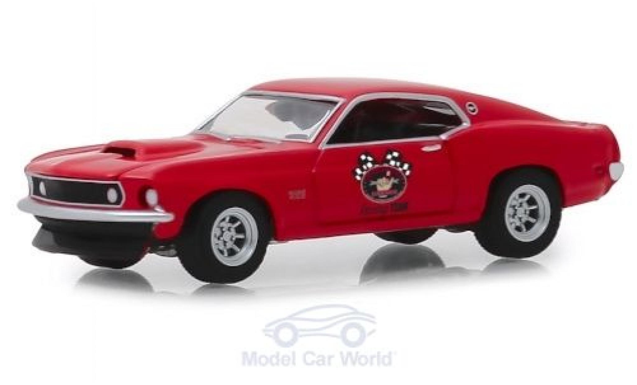 Ford Mustang 1/64 Greenlight BOSS 429 rood/Dekor 1969 modelauto