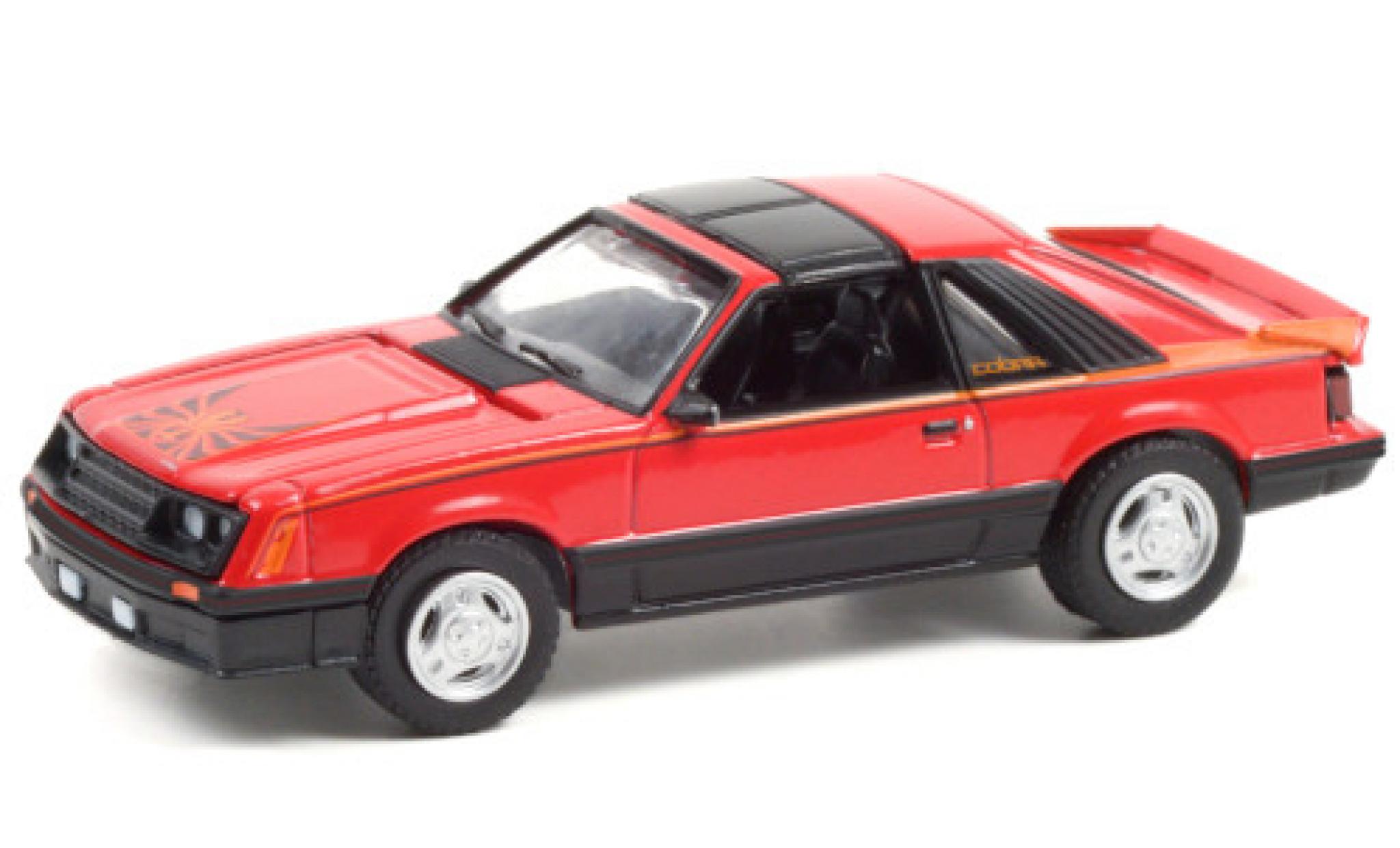 Ford Mustang 1/64 Greenlight Cobra rood/Dekor 1981 modelauto
