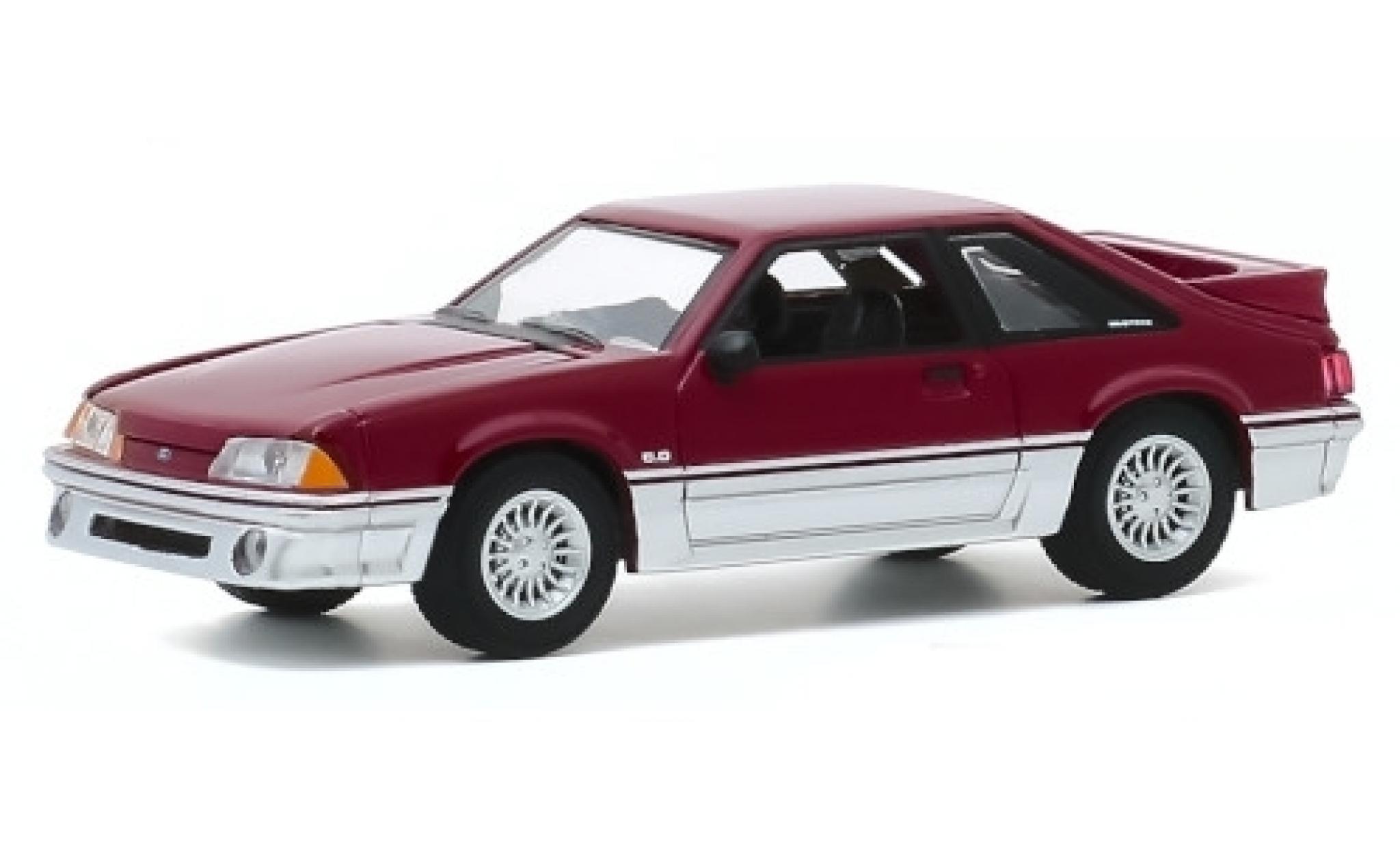 Ford Mustang 1/64 Greenlight GT rood/grijs 1988 modelauto