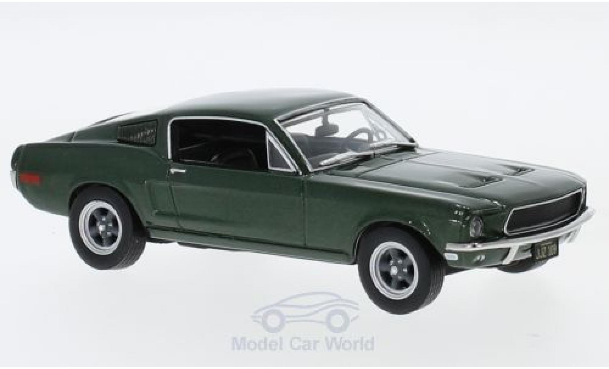 Ford Mustang GT 1/43 Greenlight GT metallic groen Bullitt 1968 modelauto