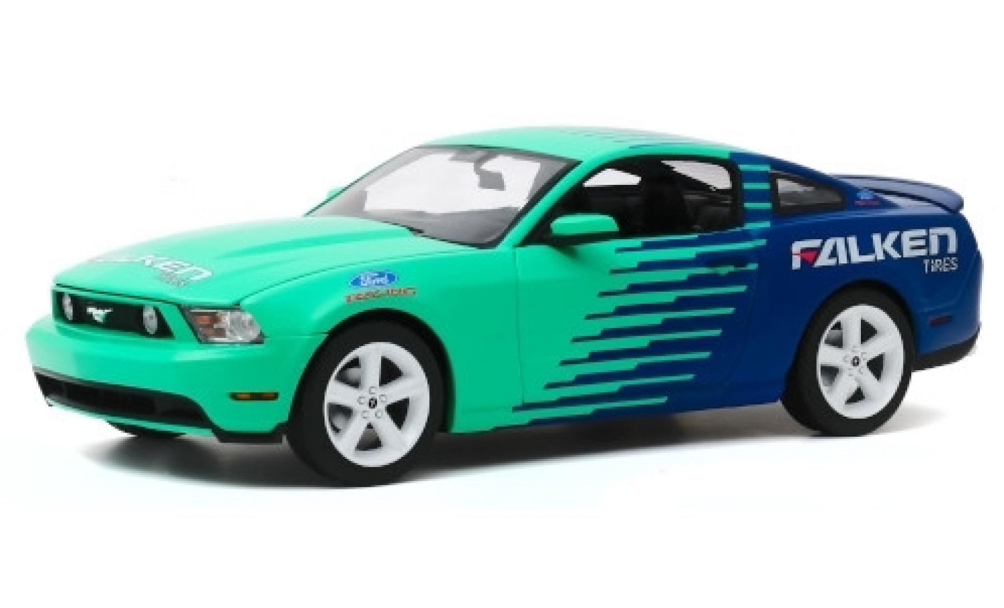 Ford Mustang 1/18 Greenlight GT t&uuml;rkis/blauw Falken Tires 2010 modelauto