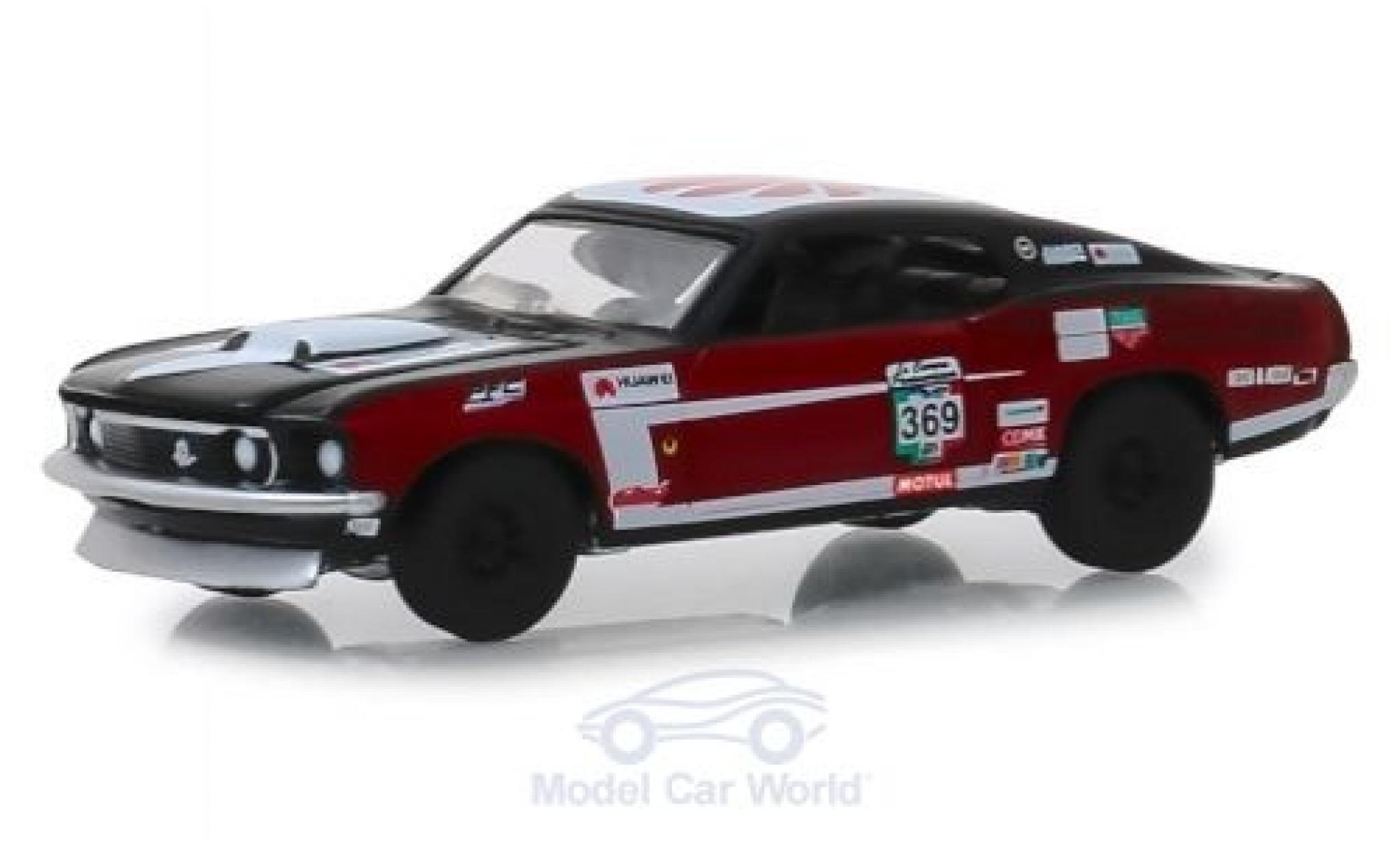 Ford Mustang 1/64 Greenlight zwart/rood No.369 La Carrera Panamericana 1969 Mach 1 modelauto
