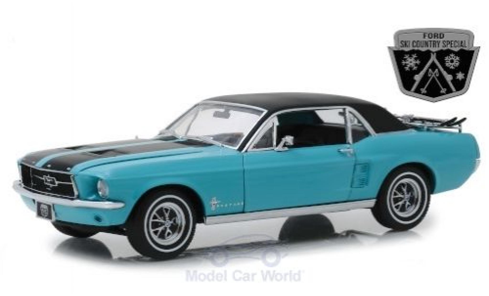 Ford Mustang 1/18 Greenlight Ski Country Special t&uuml;rkis/zwart 1967 modelauto
