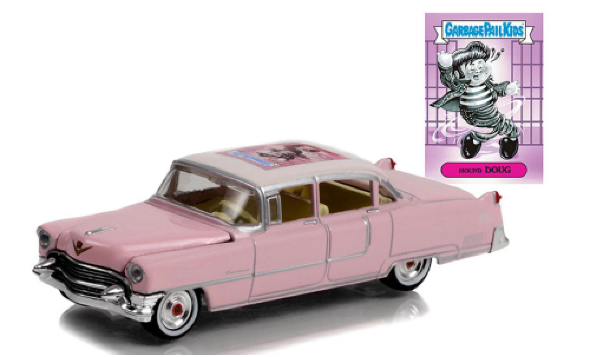 Cadillac Fleetwood 1/64 Greenlight 60 Special roze/wit Garbage Pail Kids - Hound Dog 1955 modelauto