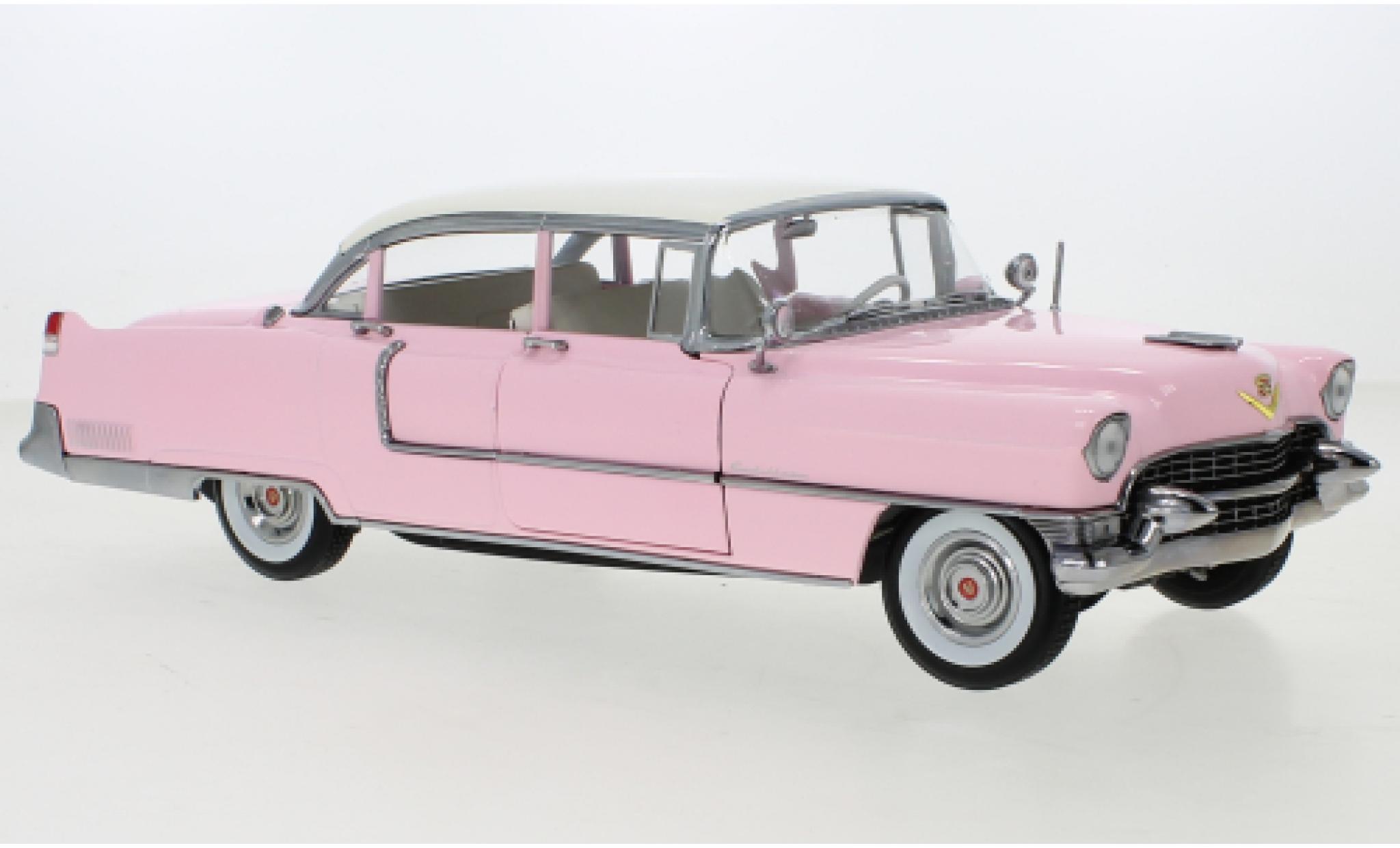 Cadillac Fleetwood 1/18 Greenlight Series 60 roze/wit 1955 modelauto