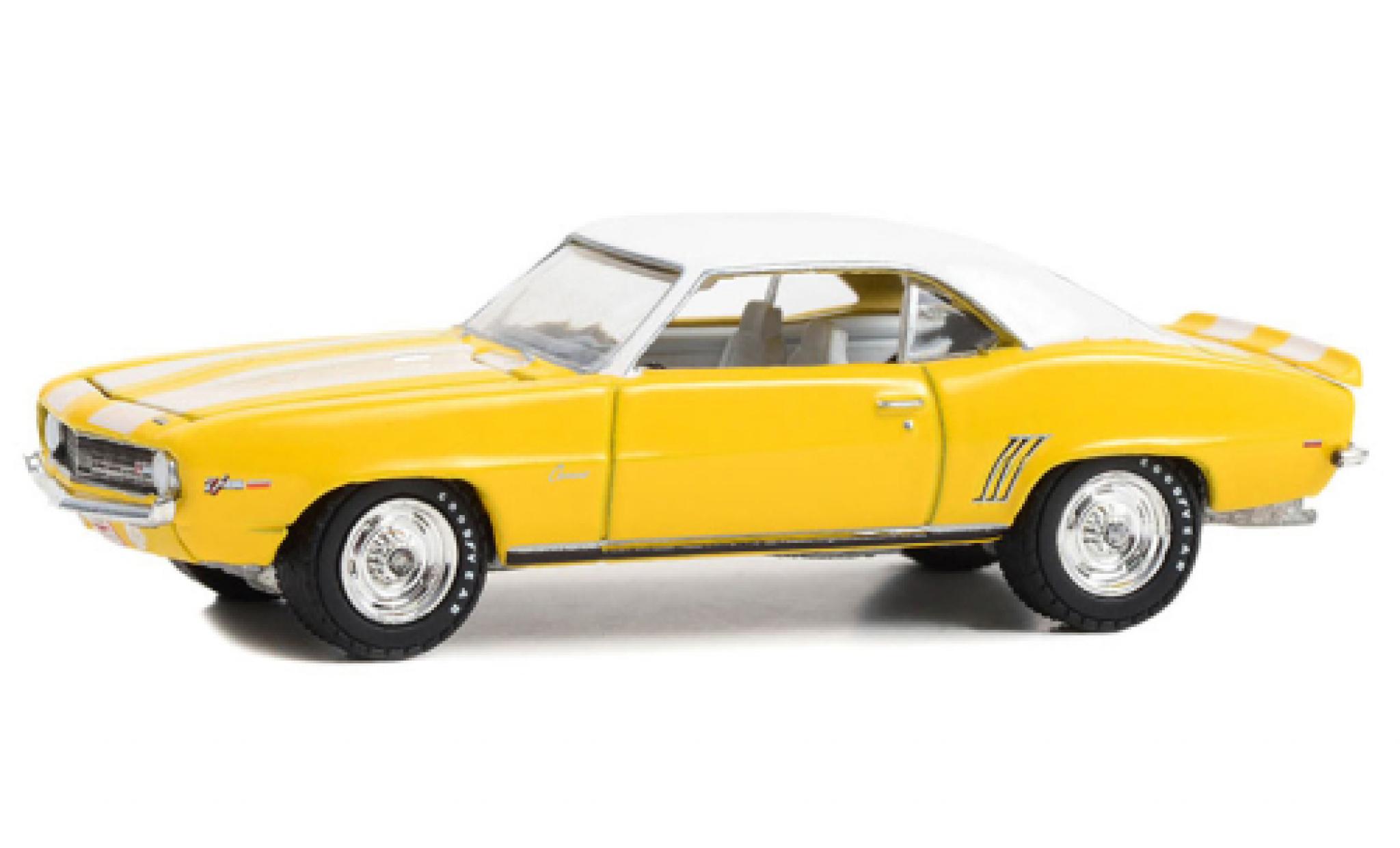 Chevrolet Camaro 1/64 Greenlight Z/28 geel/wit 1969 modelauto