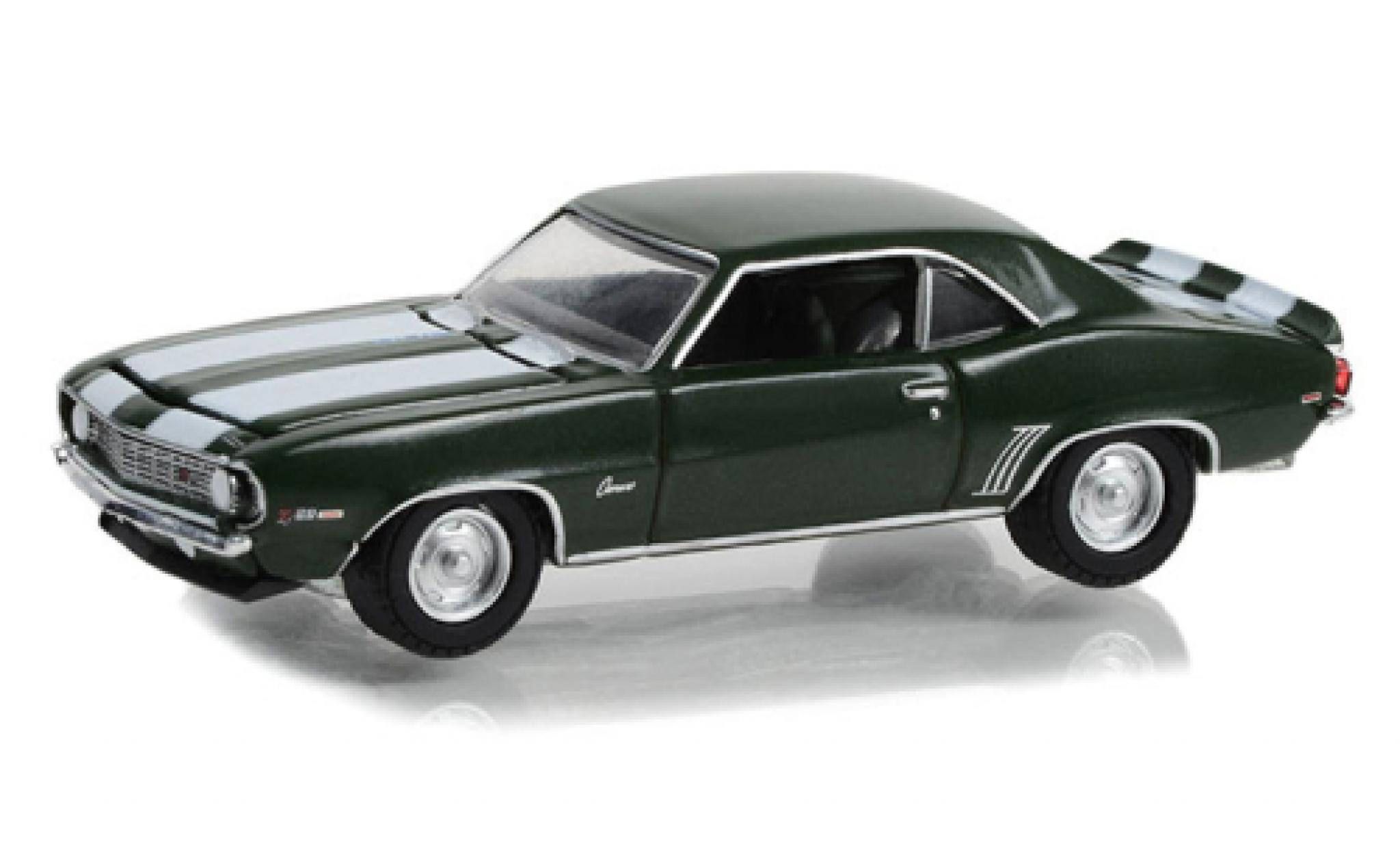 Chevrolet Camaro 1/64 Greenlight Z/28 groen fonc&eacute;/wit 1969 modelauto