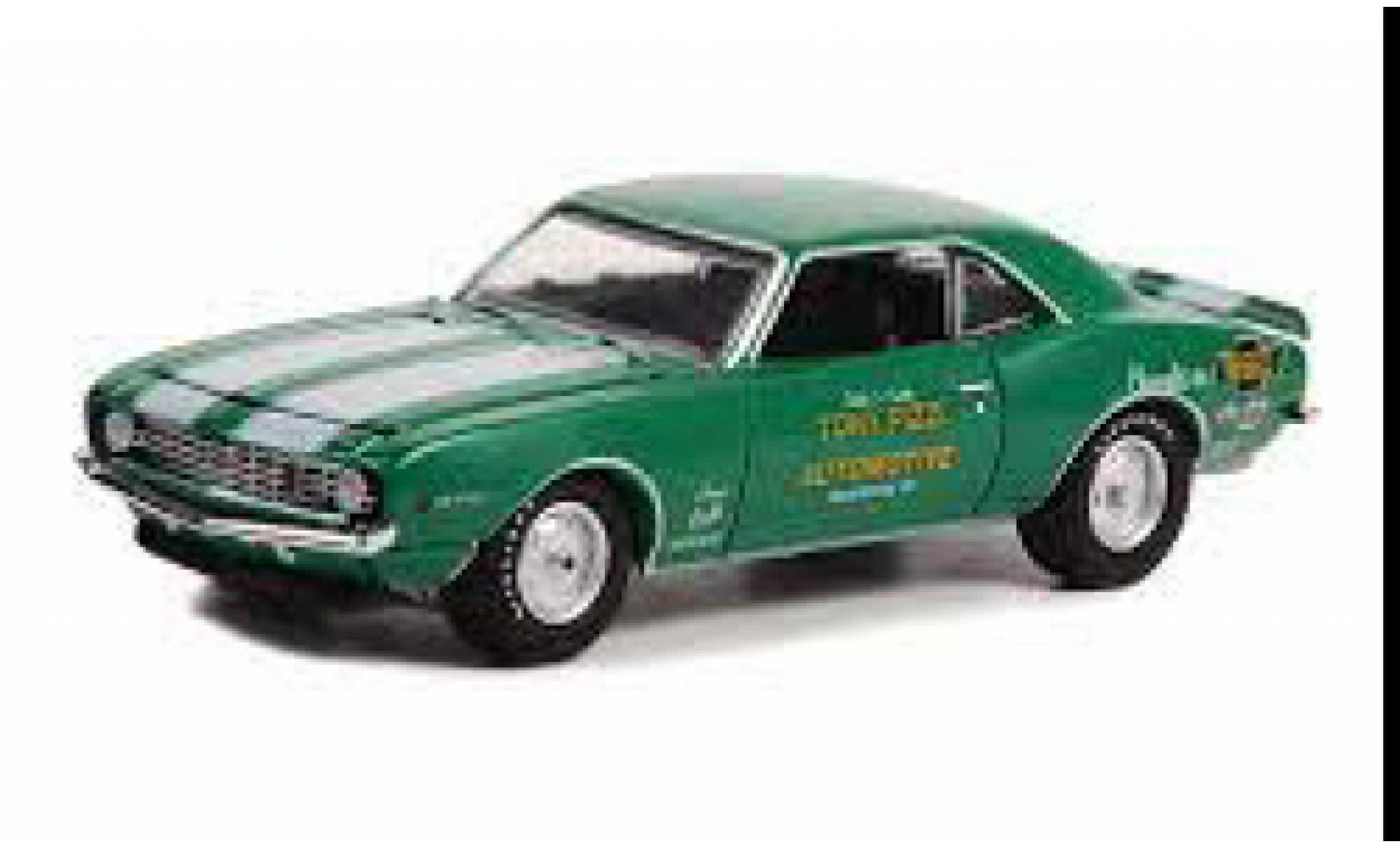 Chevrolet Camaro 1/64 Greenlight Z28 metallic groen/wit 1969 modelauto