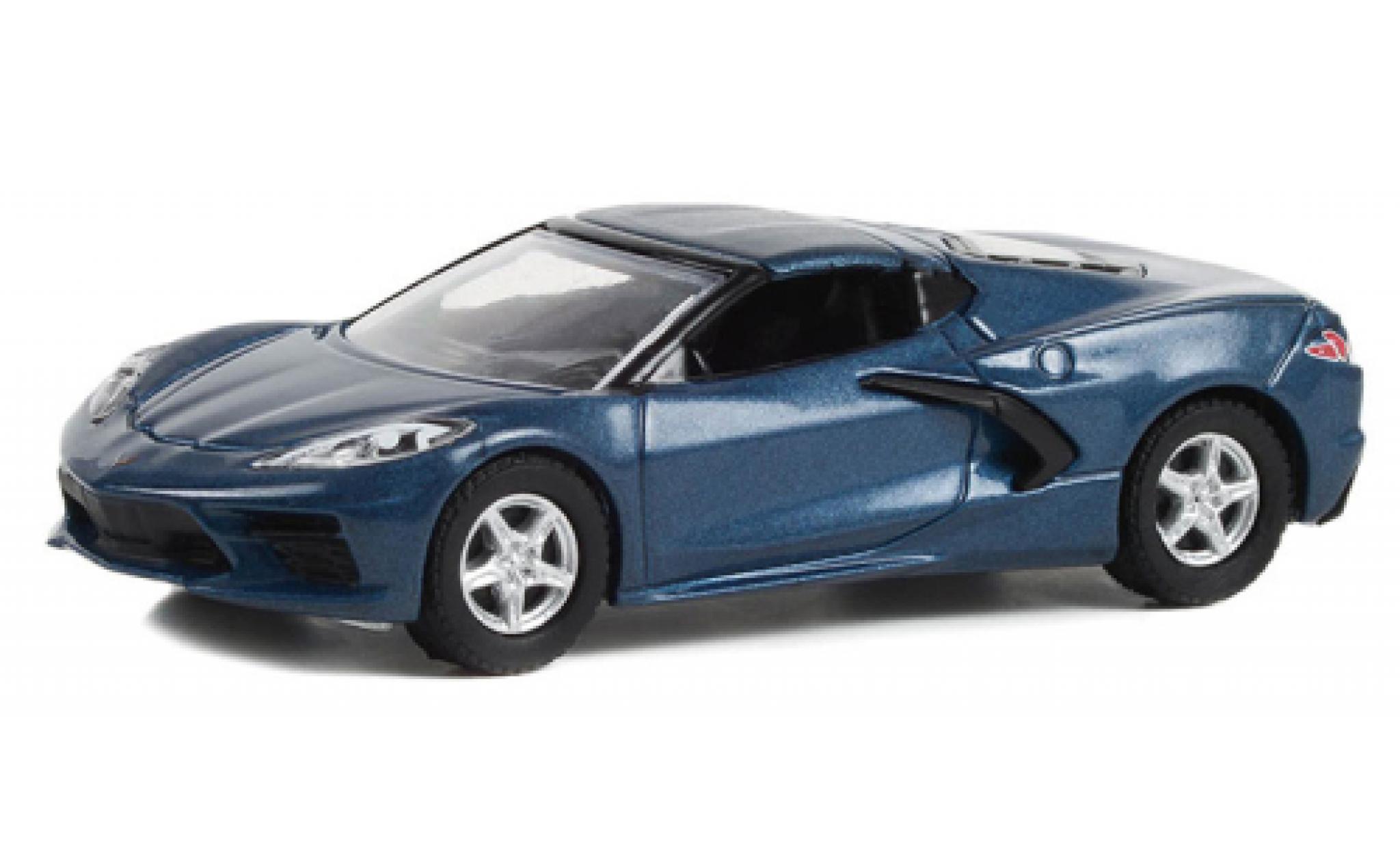 Chevrolet Corvette 1/64 Greenlight (C8) Stingray 1LT metallic blauw 2020 modelauto