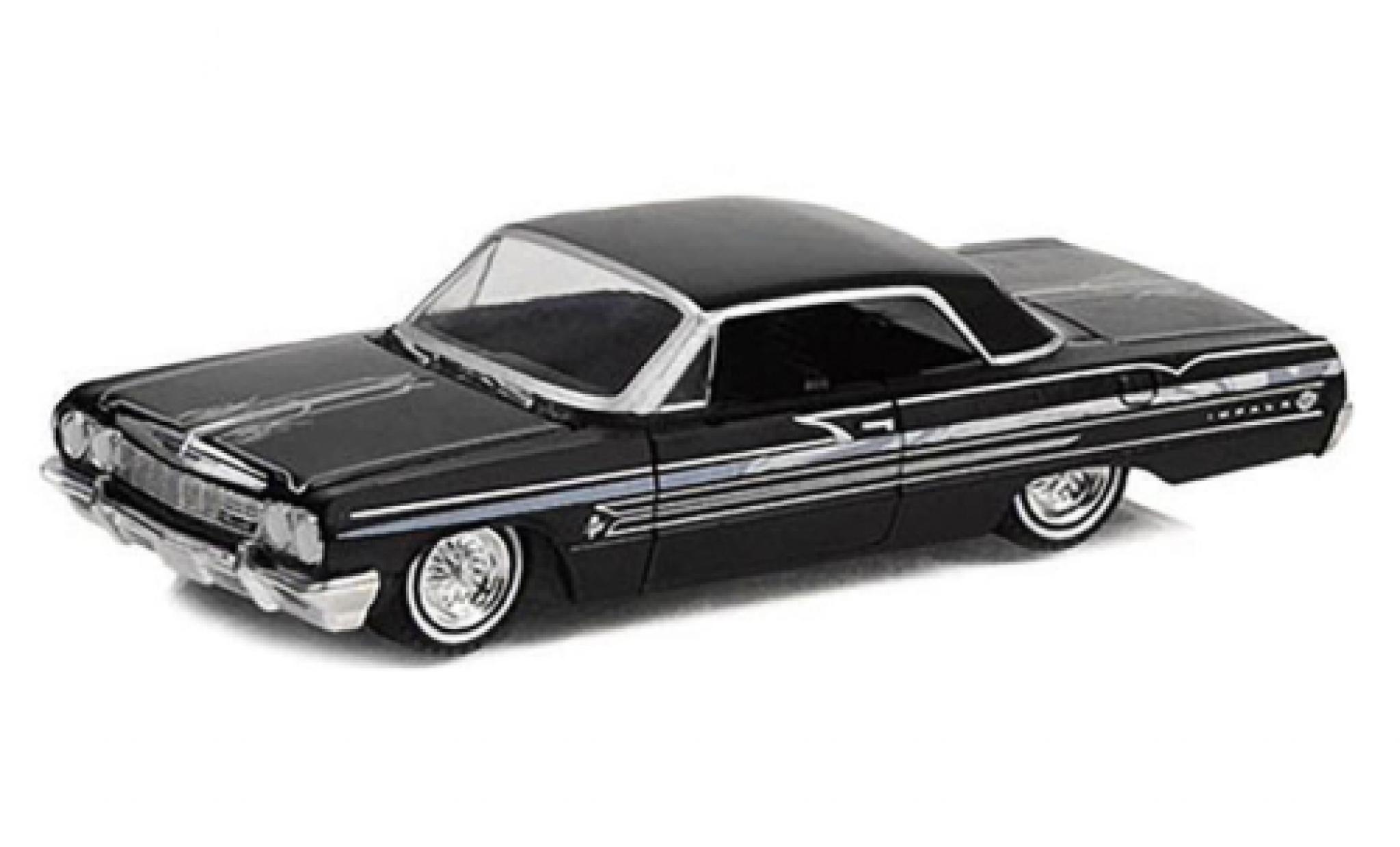 Chevrolet Impala 1/64 Greenlight Lowrider zwart 1964 modelauto
