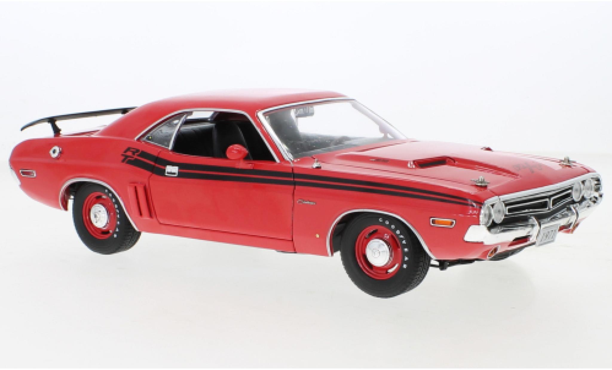 Dodge Challenger 1/18 Greenlight R/T rood/zwart 1971 modelauto