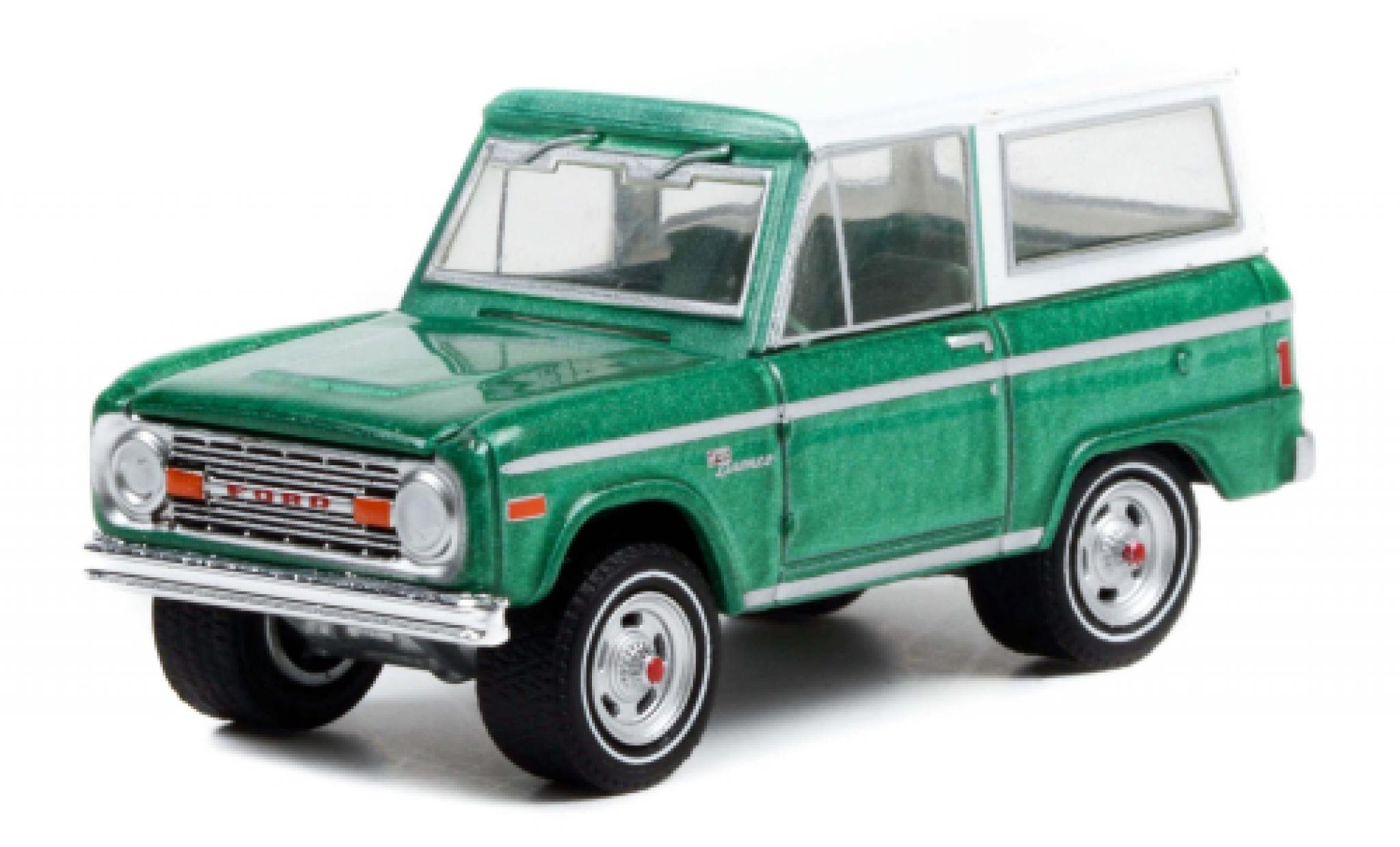 Ford Bronco 1/64 Greenlight metallic groen/wit 1977 modelauto