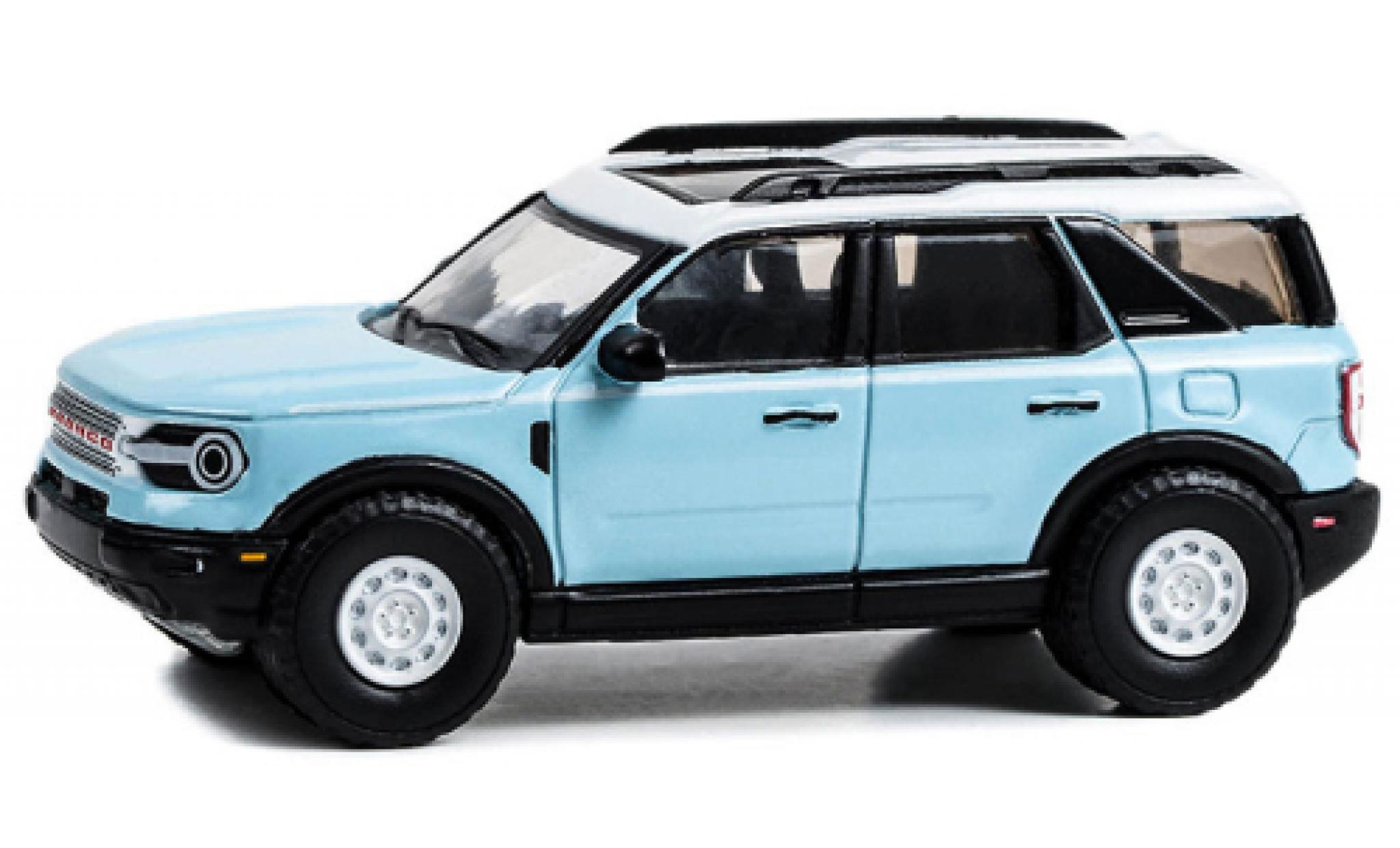 Ford Bronco 1/64 Greenlight Sport Heritage limited Edition blauw clair/wit 2023 modelauto