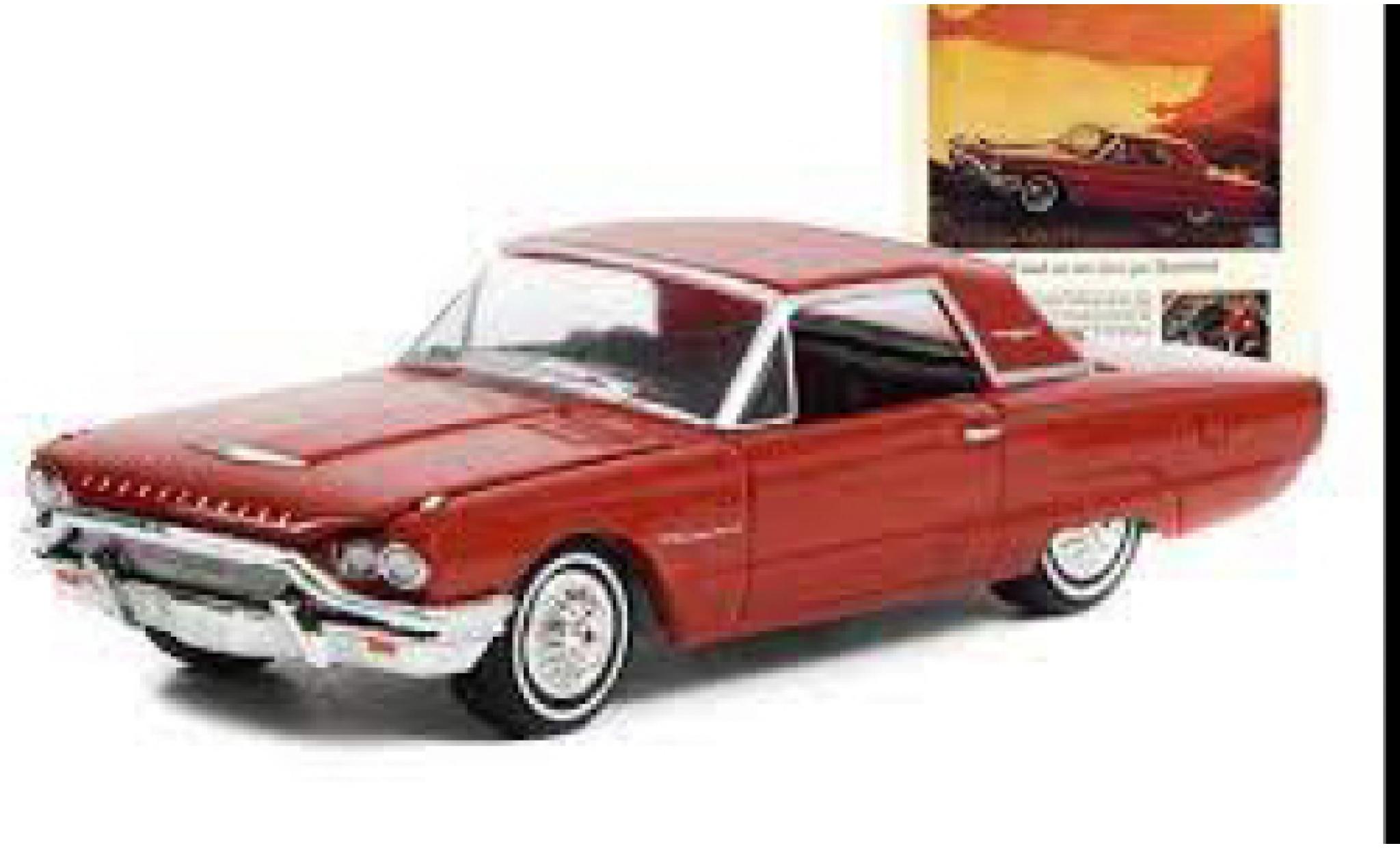 Ford Thunderbird 1/64 Greenlight Hardtop rood fonc&eacute; 1964 modelauto