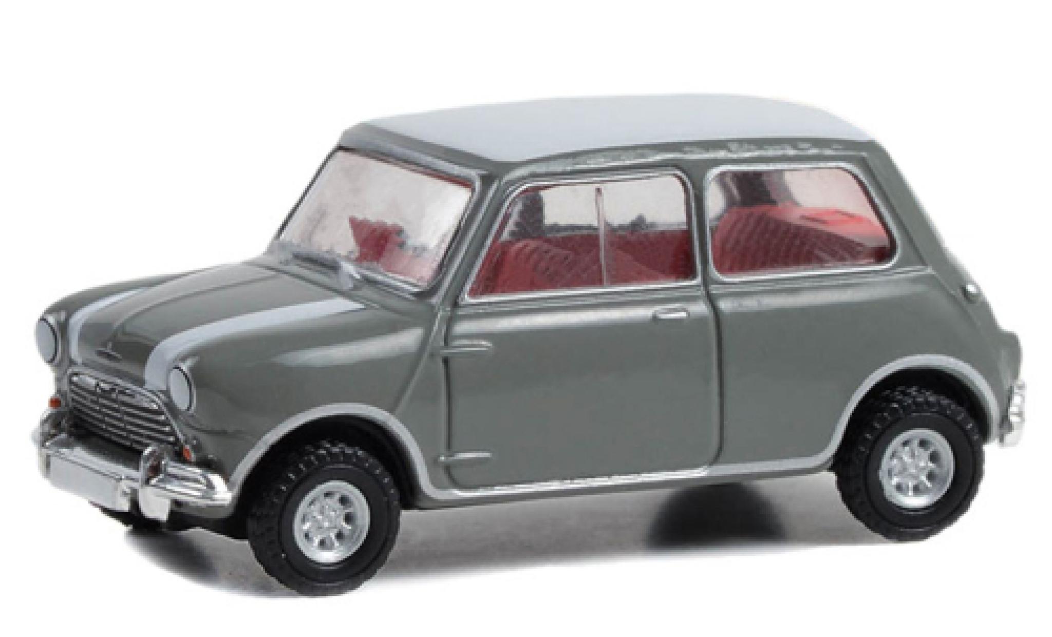 Mini Cooper 1/64 Greenlight S grijs/wit 1965 modelauto