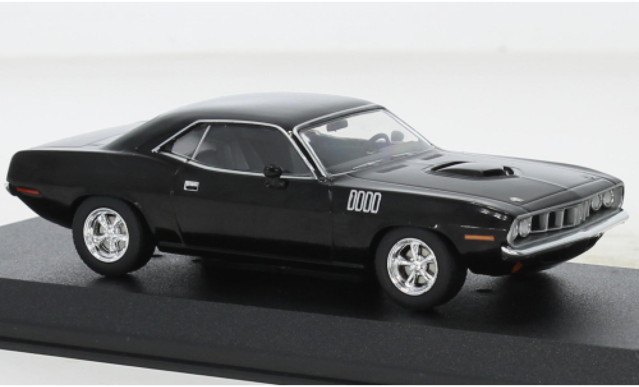 Plymouth Cuda 1/43 Greenlight zwart John Wick 1971 modelauto