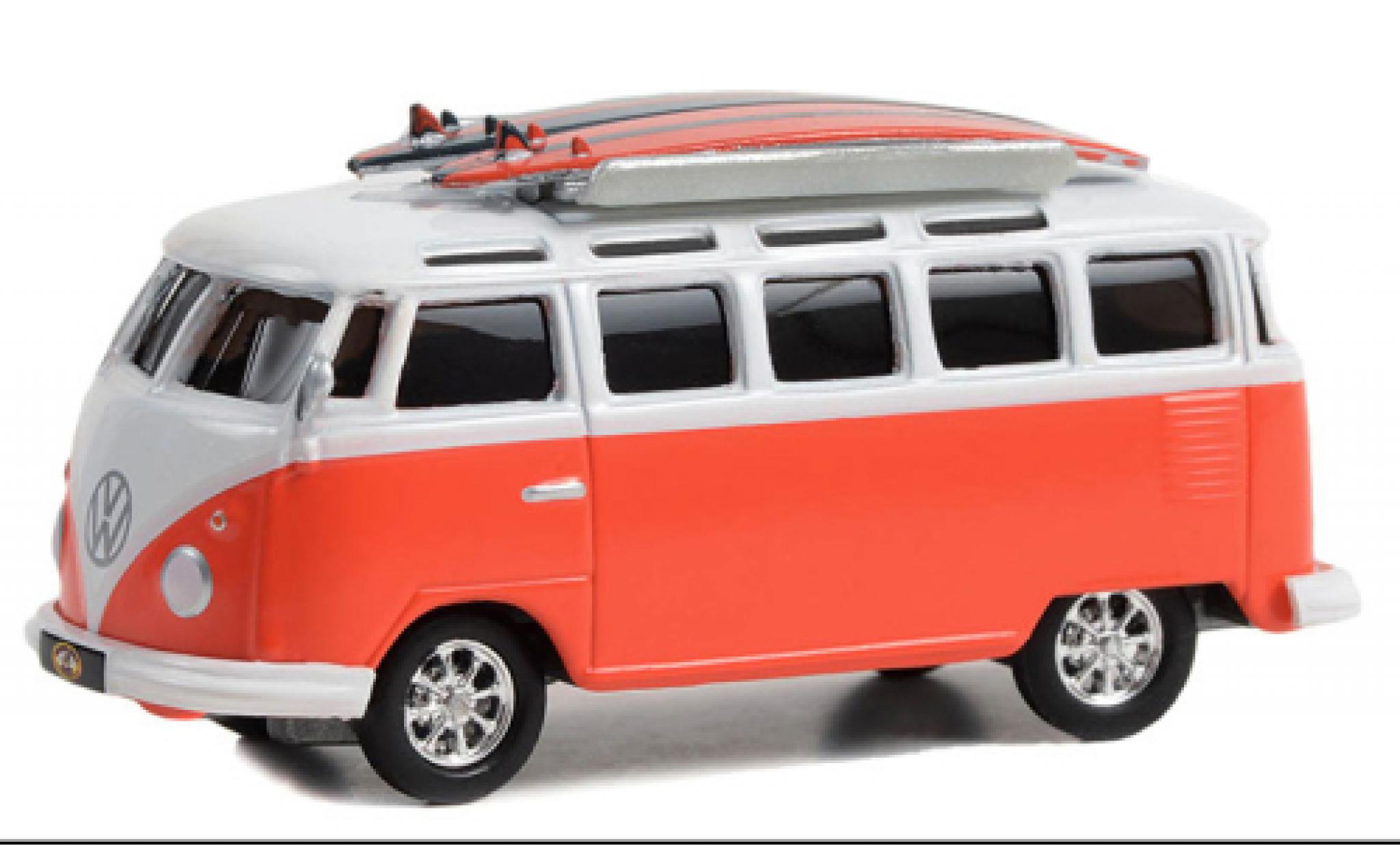 Volkswagen T1 1/64 Greenlight Samba bus rood/wit 1964 modelauto