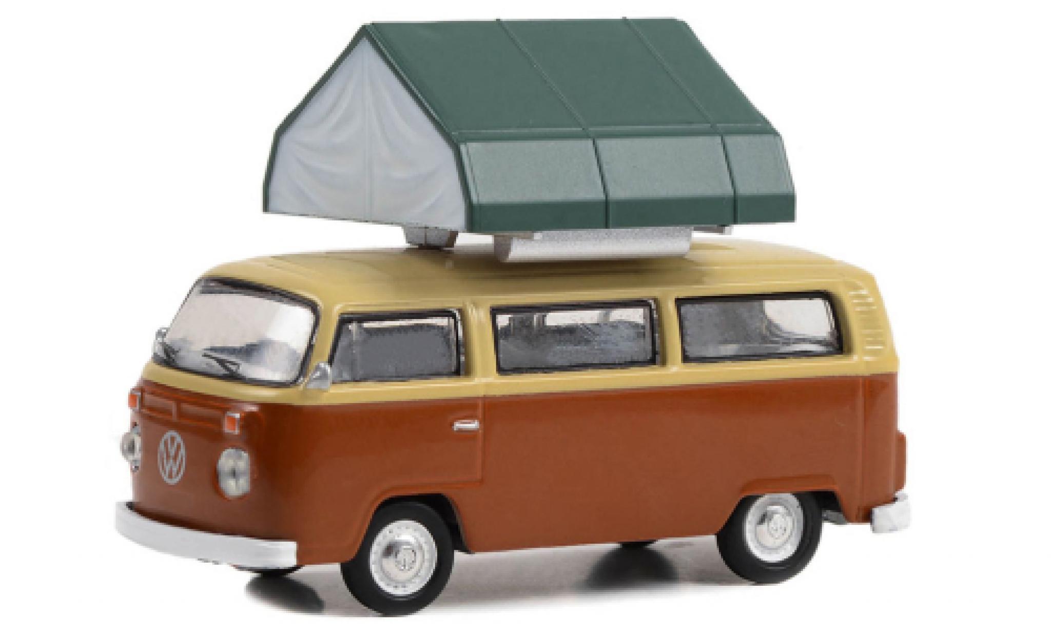 Volkswagen T2 1/64 Greenlight bus brun/beige 1978 modelauto