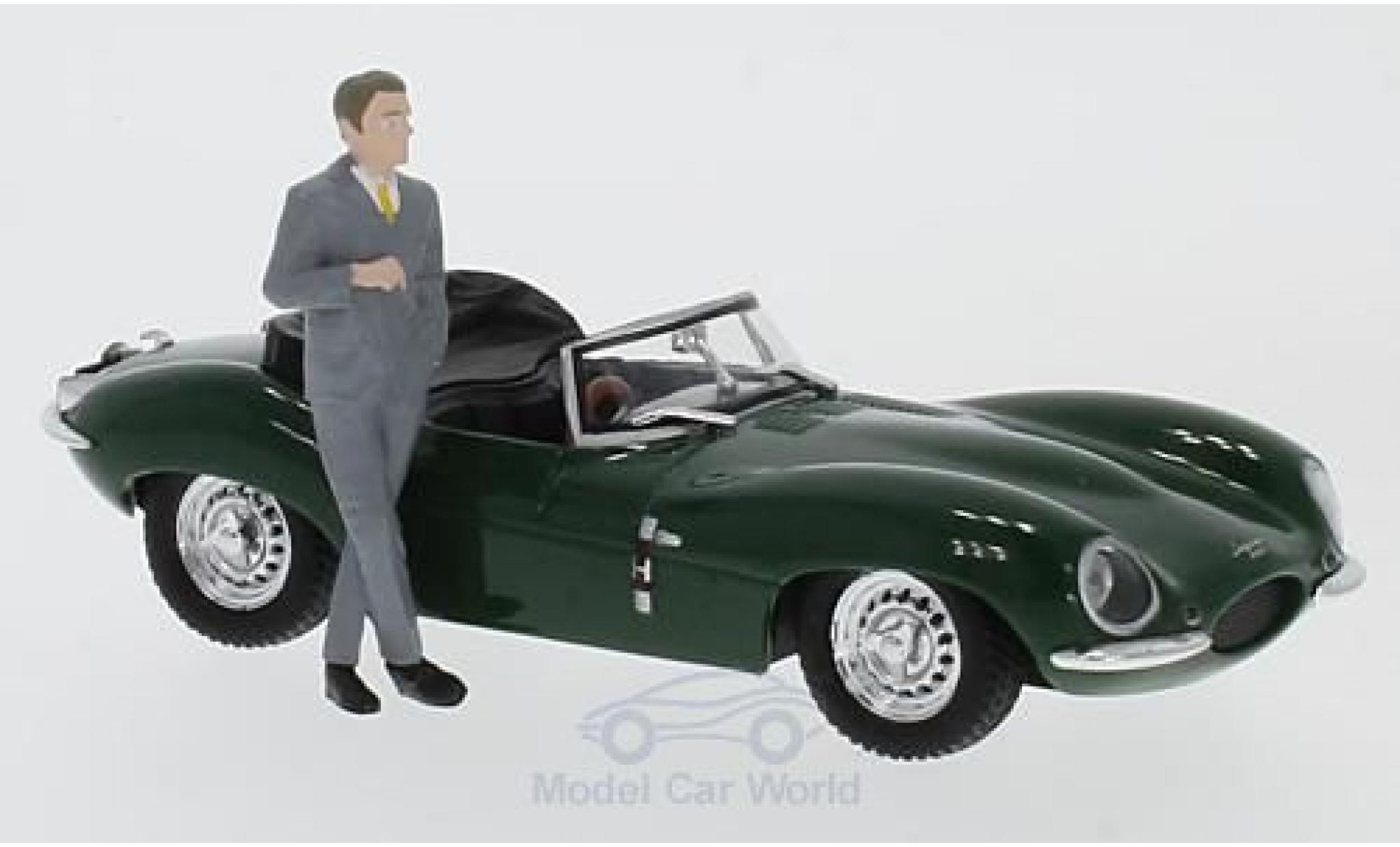 Jaguar XK SS 1/43 Greenlight SS groen RHD 1957 Steve McQueen Collection mit Fahrer Figur modelauto