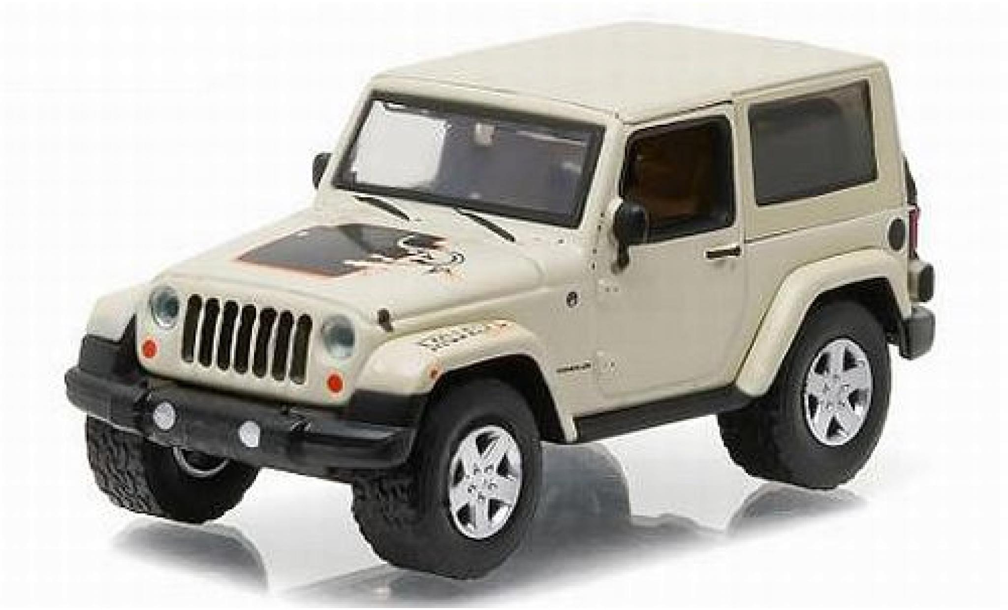 Jeep Wrangler 1/64 Greenlight Mojave wit/Dekor 2012 All Terrain Series 4 sans Vitrine modelauto