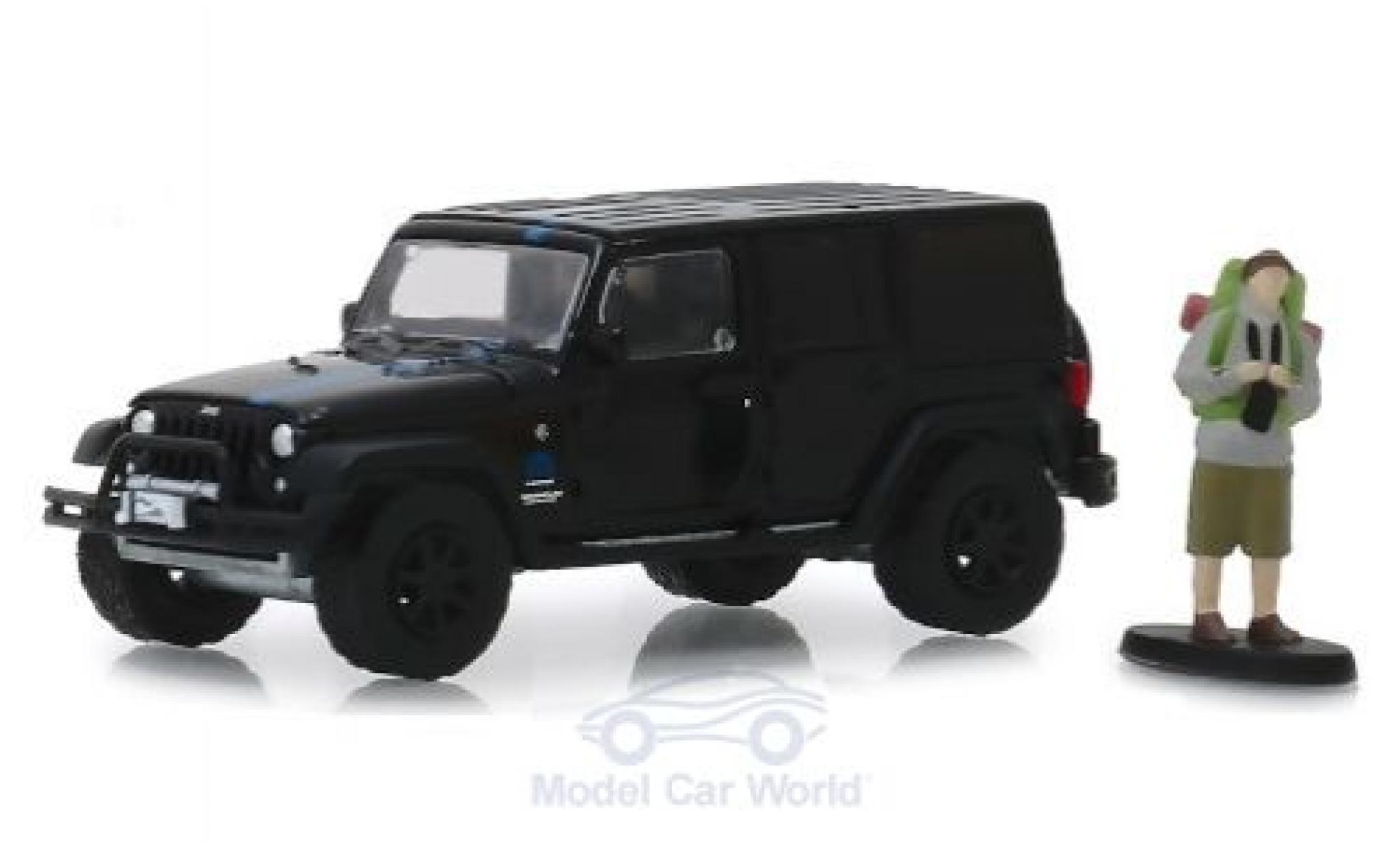 Jeep Wrangler 1/64 Greenlight Unlimited 2012 mit Backpacker-Figur modelauto