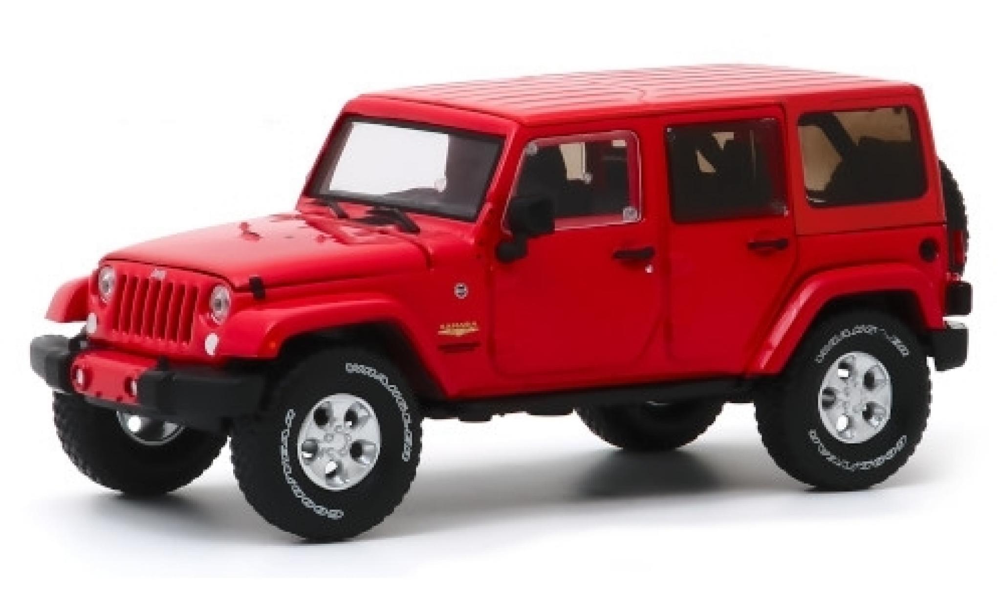 Jeep Wrangler 1/43 Greenlight Unlimited Sahara rood 2017 modelauto