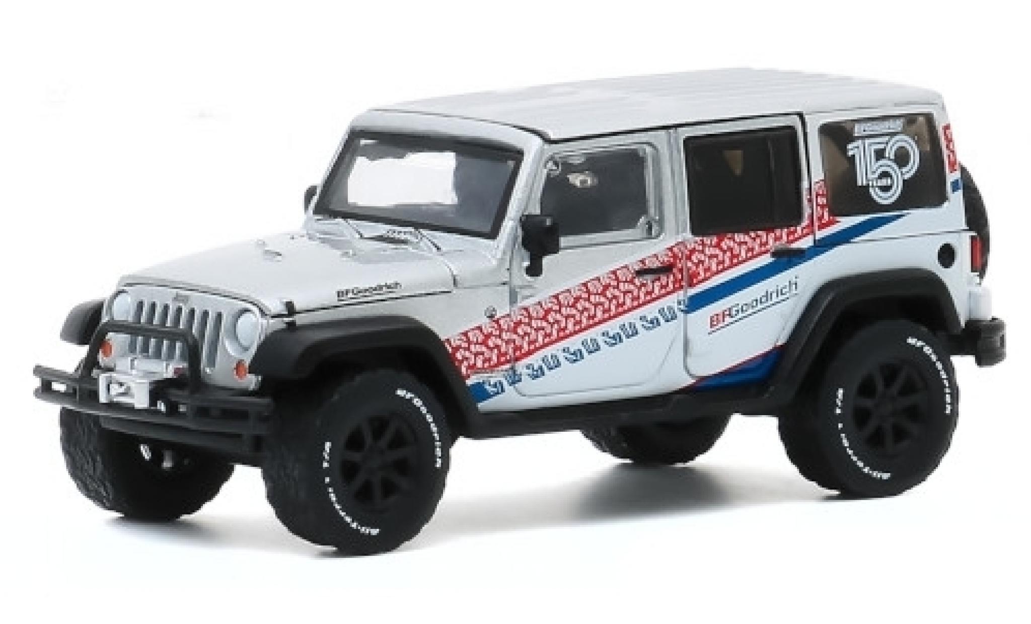 Jeep Wrangler 1/64 Greenlight Unlimited grijs/Dekor 2015 150 Years BFGoodrich modelauto