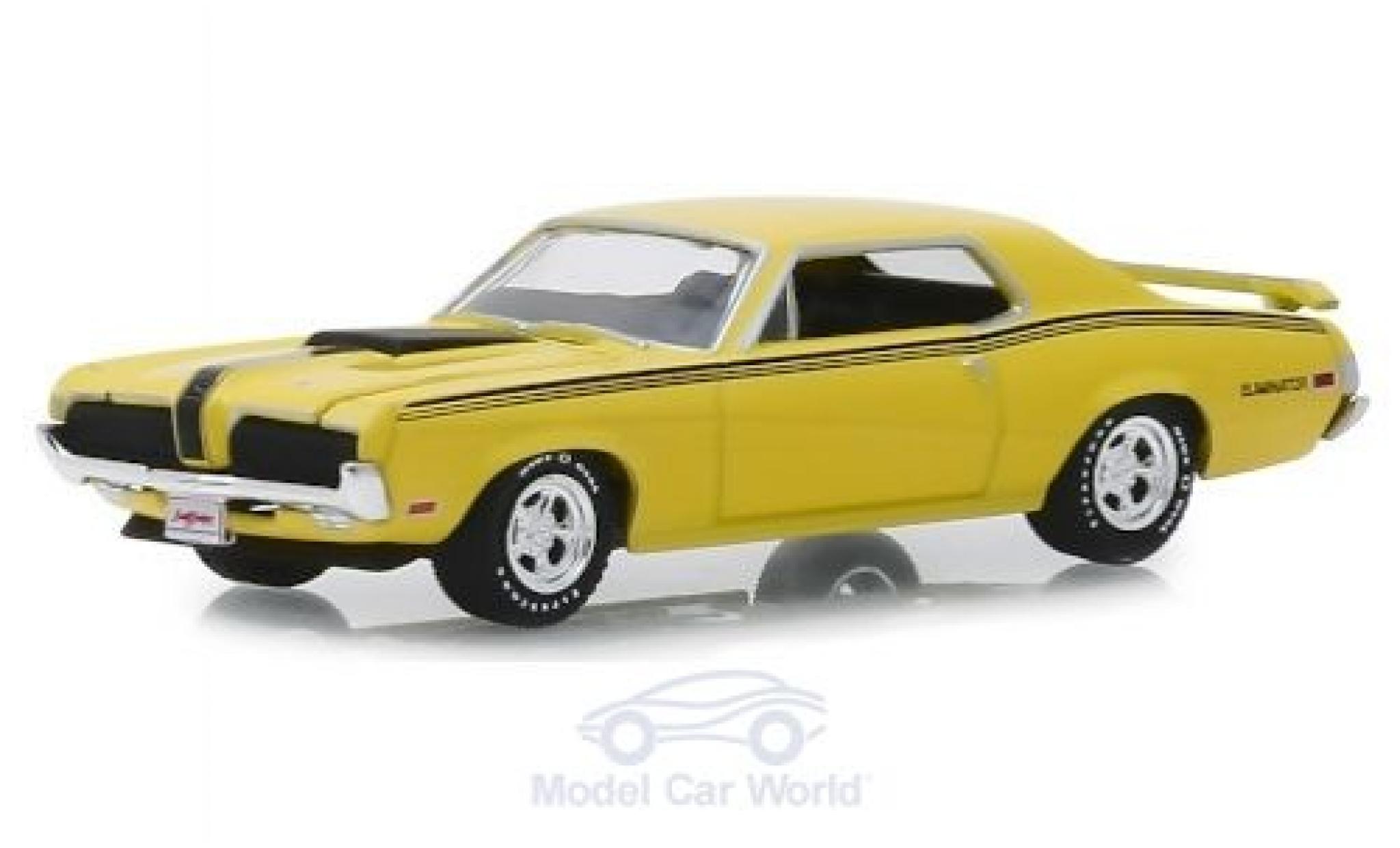 Mercury Cougar 1/64 Greenlight Eliminator 428 CJ geel/Dekor 1970 modelauto