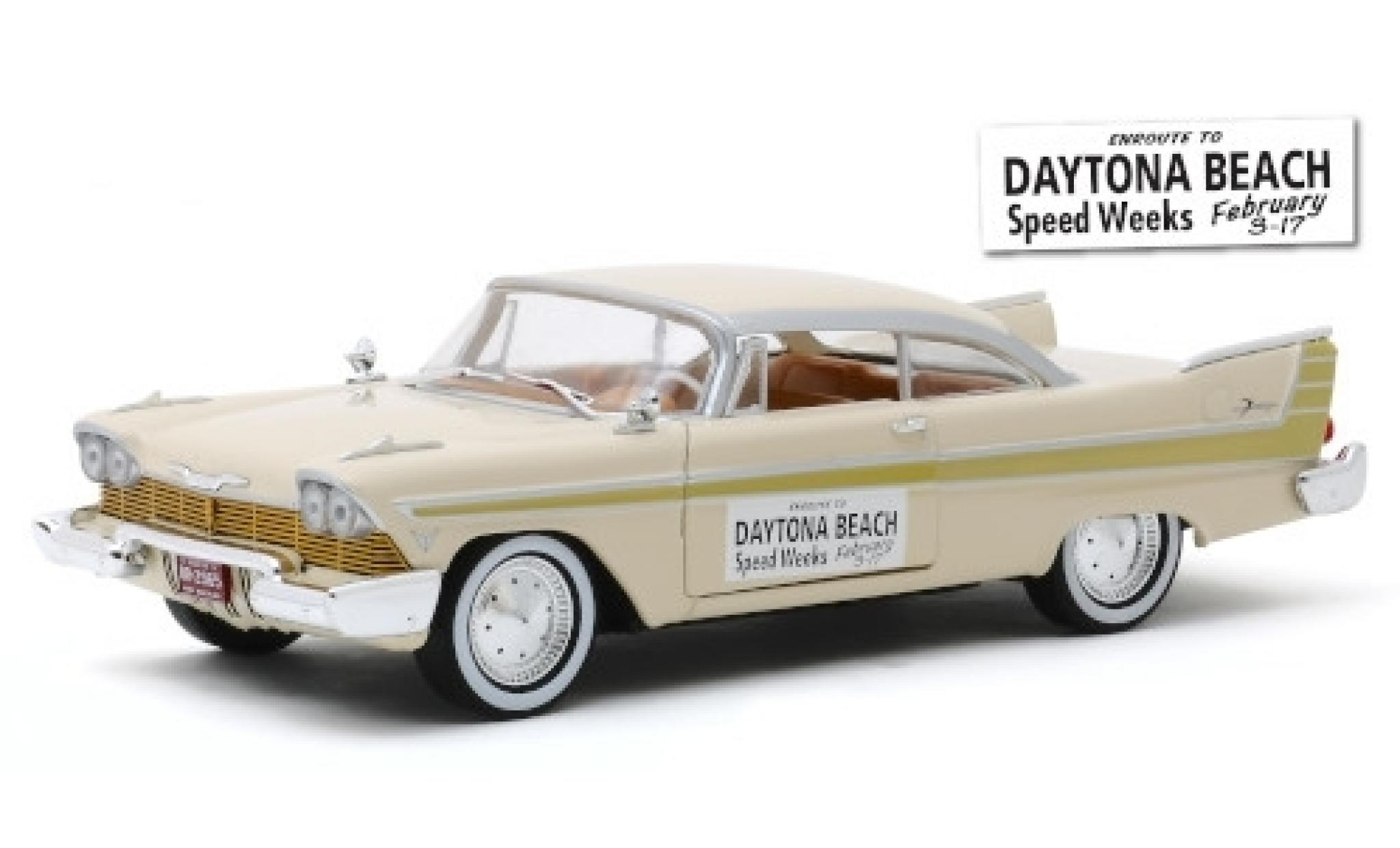 Plymouth Fury 1/24 Greenlight beige/gold Daytona Beach Speed Weeks 1957 modelauto