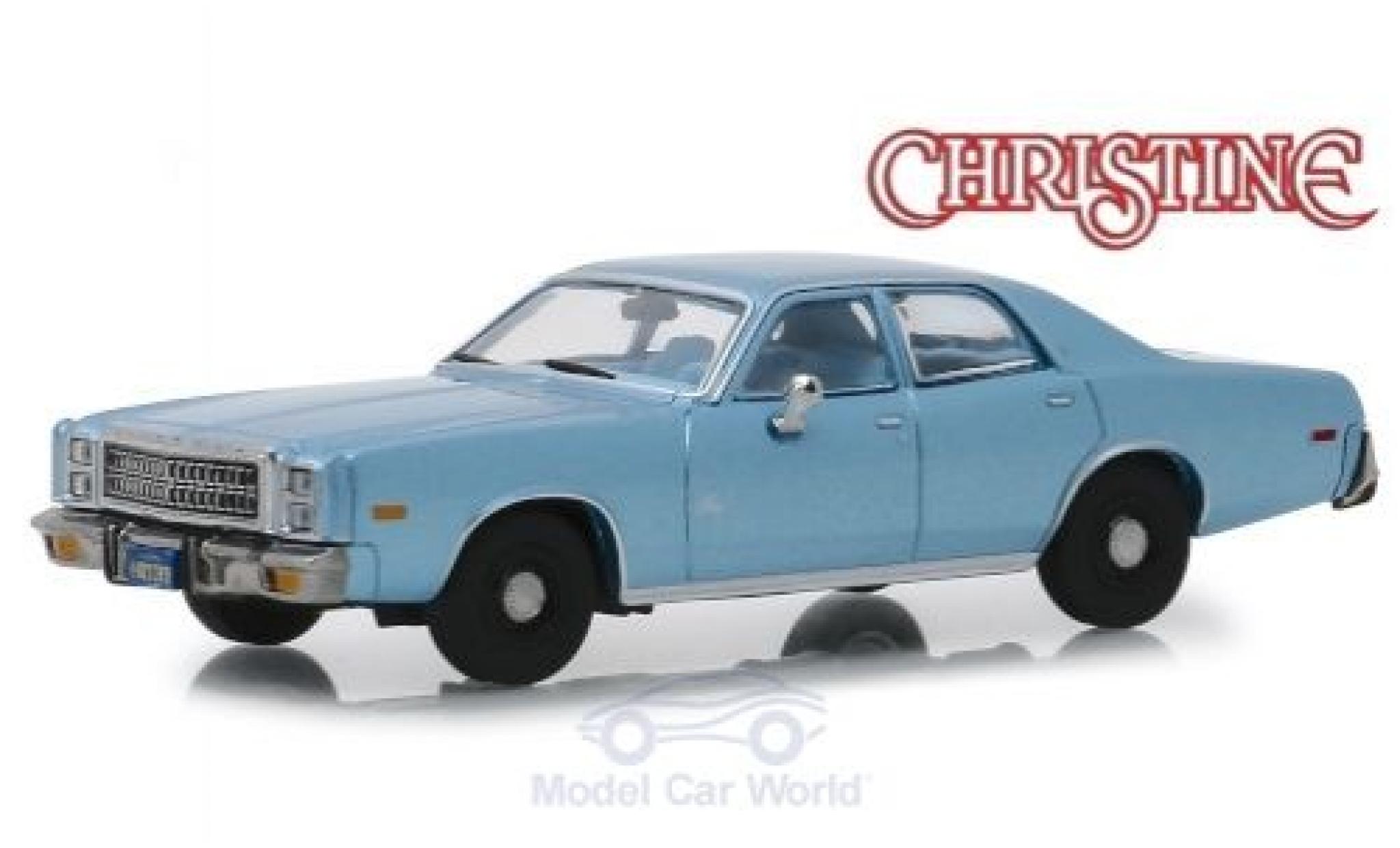 Plymouth Fury 1/43 Greenlight metallic blauw Christine 1977 modelauto
