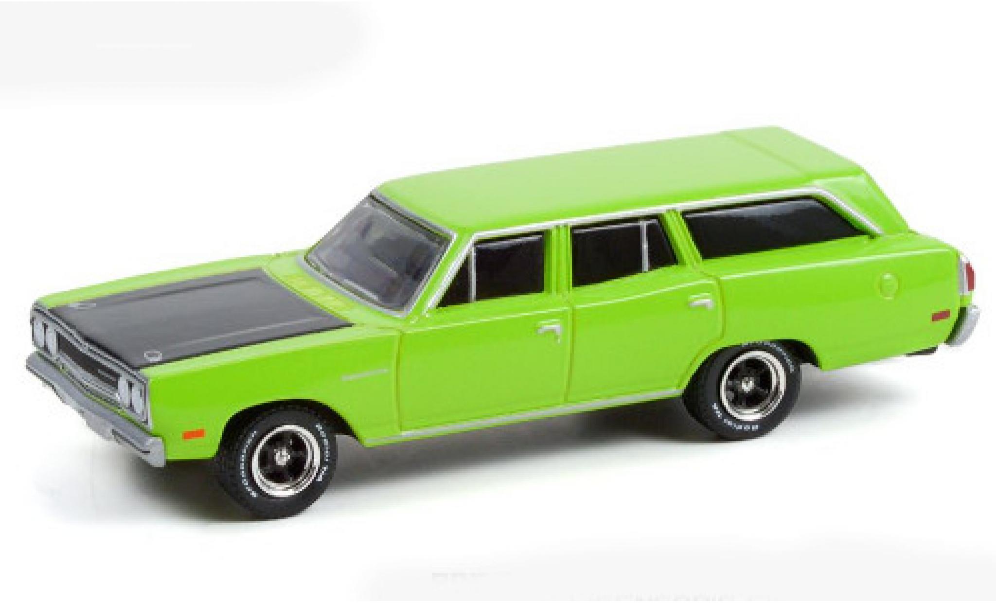 Plymouth Satellite 1/64 Greenlight groen/zwart 1970 modelauto