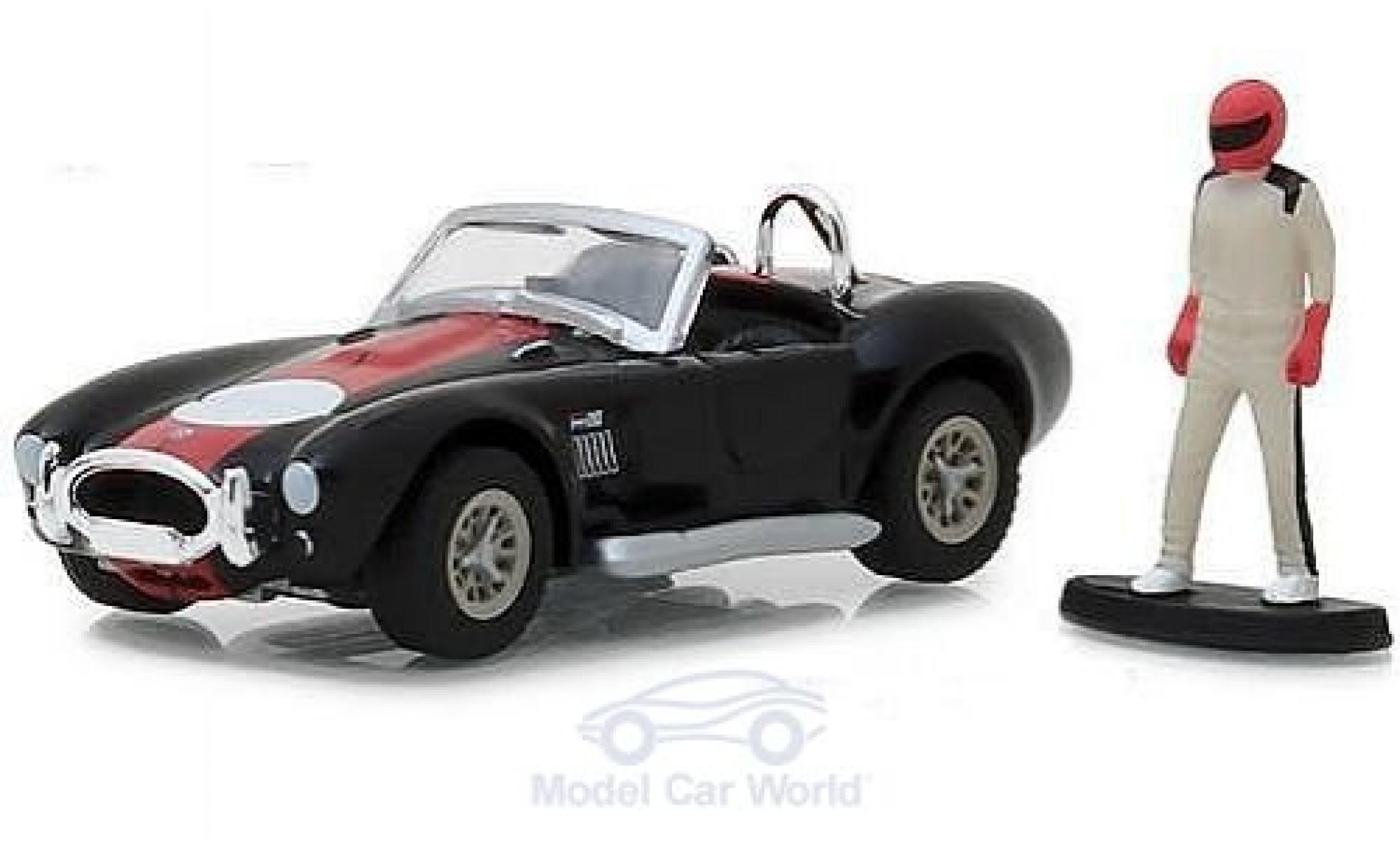 Shelby Cobra 1/64 Greenlight 427 S/C zwart/rood 1965 mit Rennfahrer modelauto