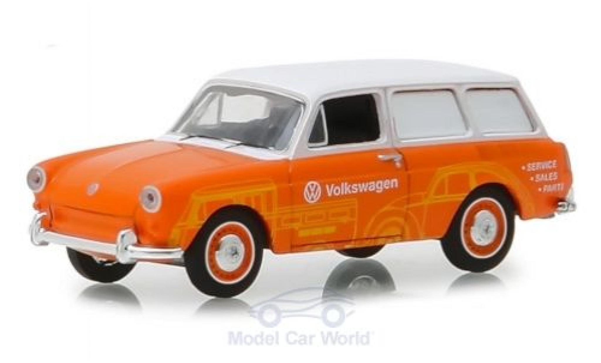 Volkswagen 1600 1/64 Greenlight Variant oranje/wit 1966 modelauto
