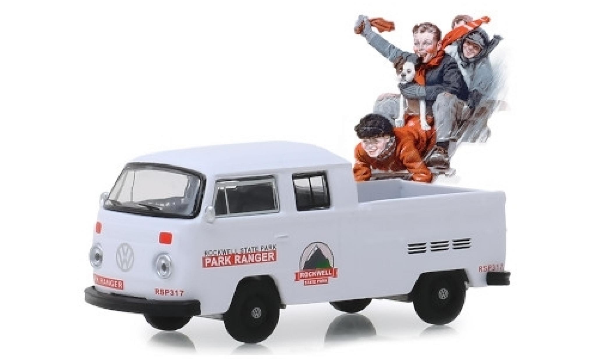Volkswagen T2 1/64 Greenlight DoKa wit/Dekor Rockwell State Park - Park Ranger 1972 modelauto