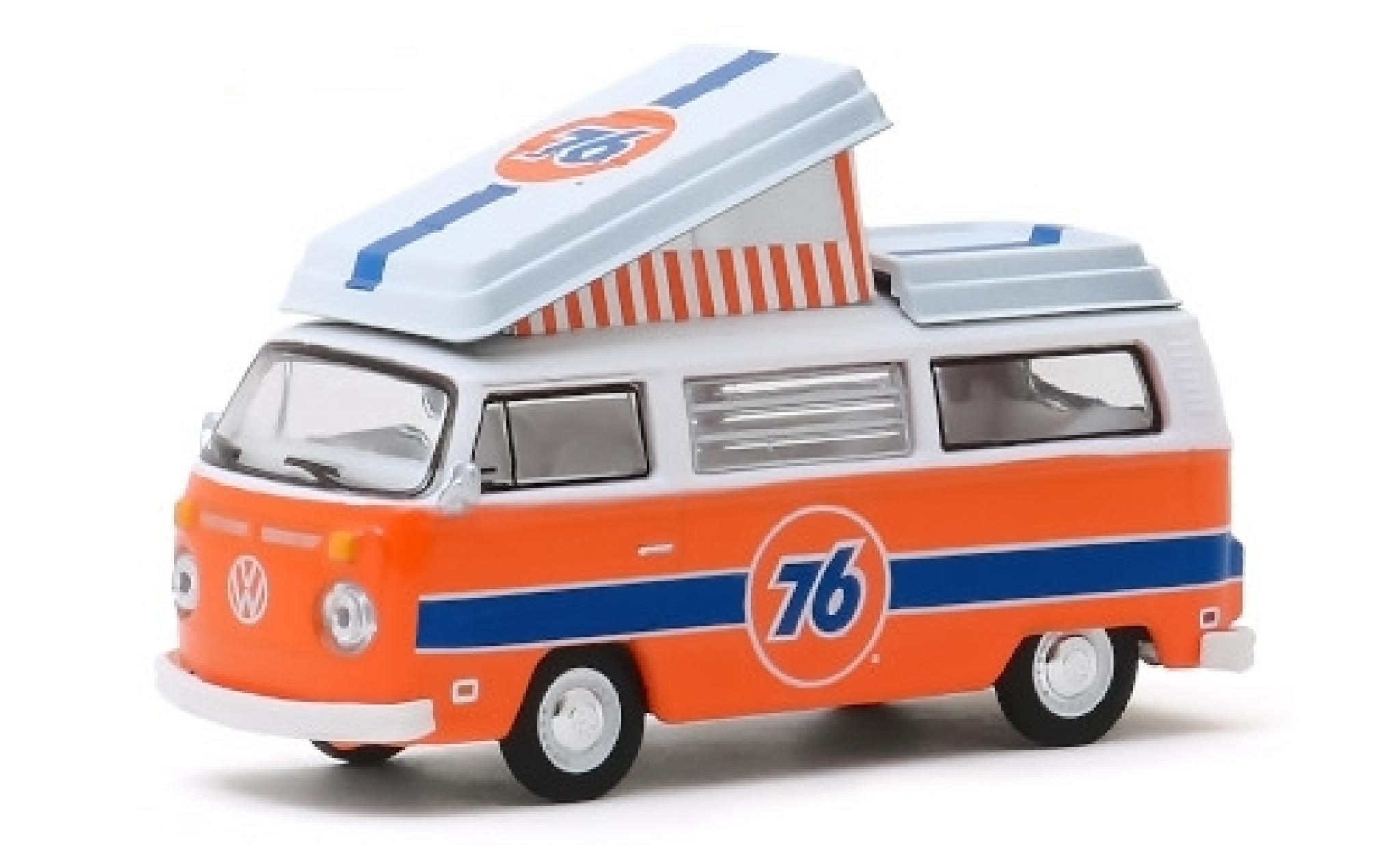 Volkswagen T2 1/64 Greenlight Westfalia Camper Union 76 1973 avec ougroens/es Tente sur toit modelauto