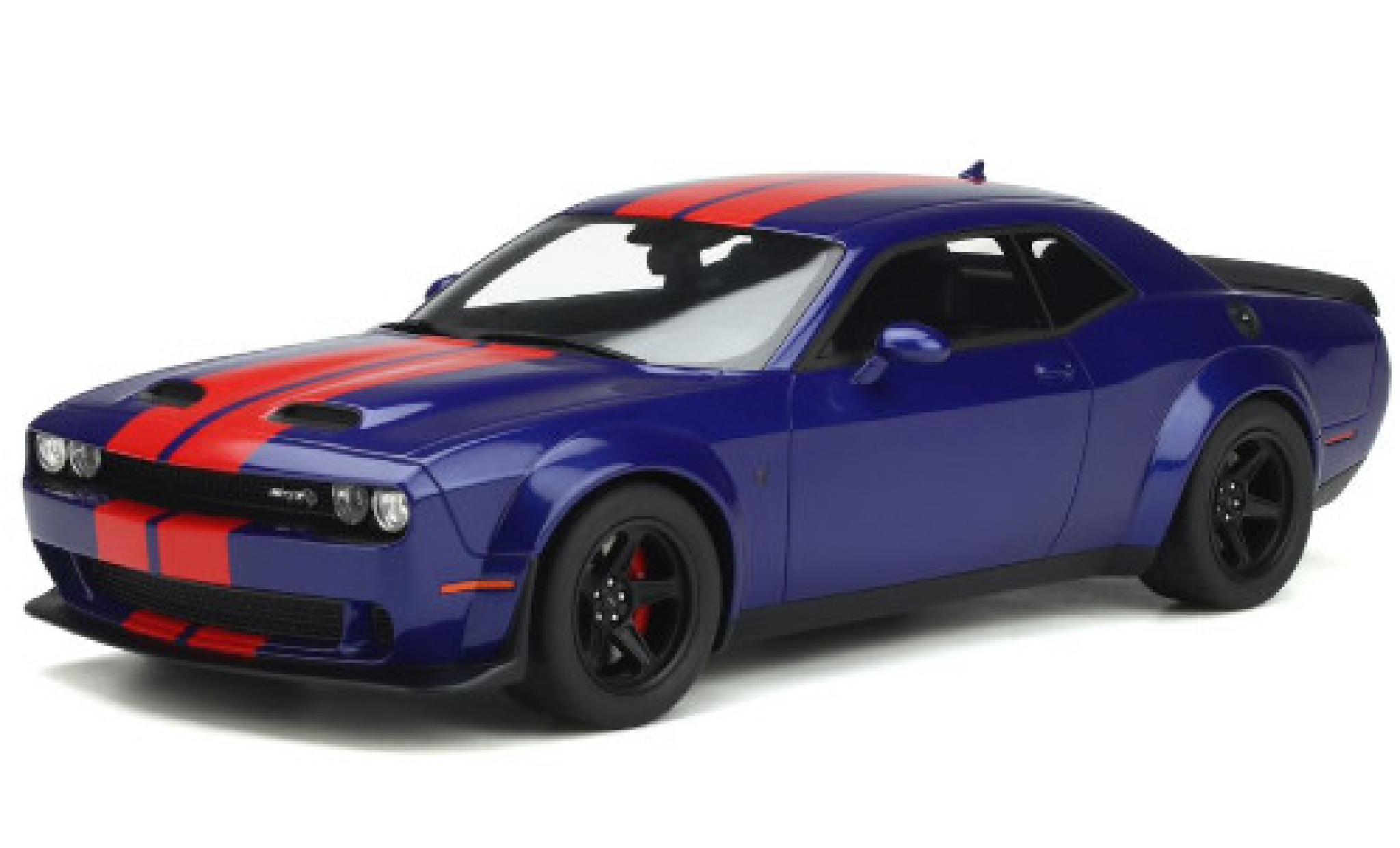 Dodge Challenger 1/18 GT Spirit Super Stock blauw/rood 2021 modelauto
