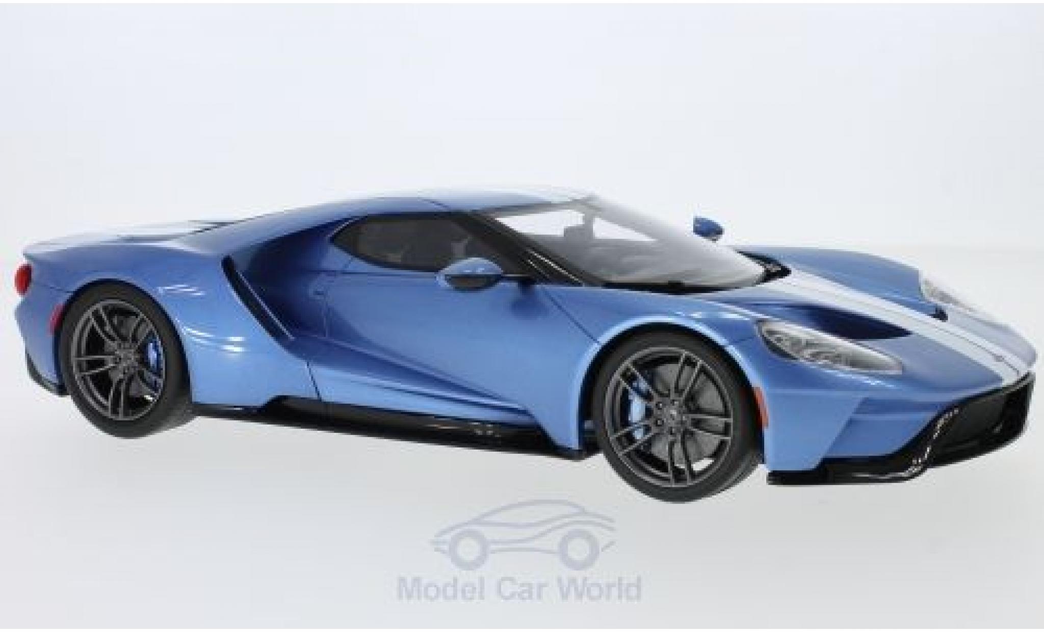 Ford GT 1/18 GT Spirit metallic blauw/wit 2017 modelauto