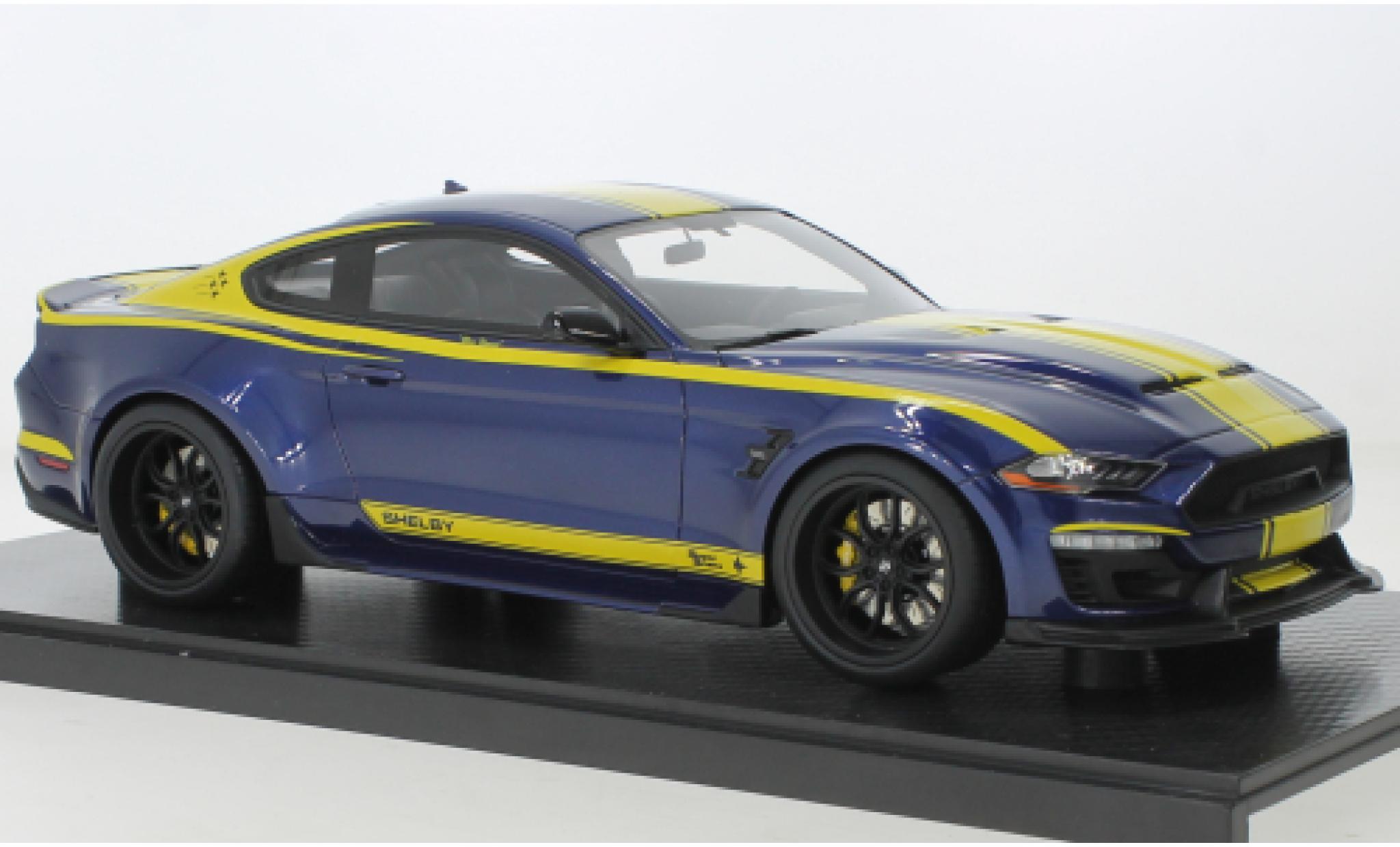 Ford Mustang 1/18 GT Spirit Shelby Super Snake blauw fonc&eacute;/geel Blue Hornet 2021 modelauto