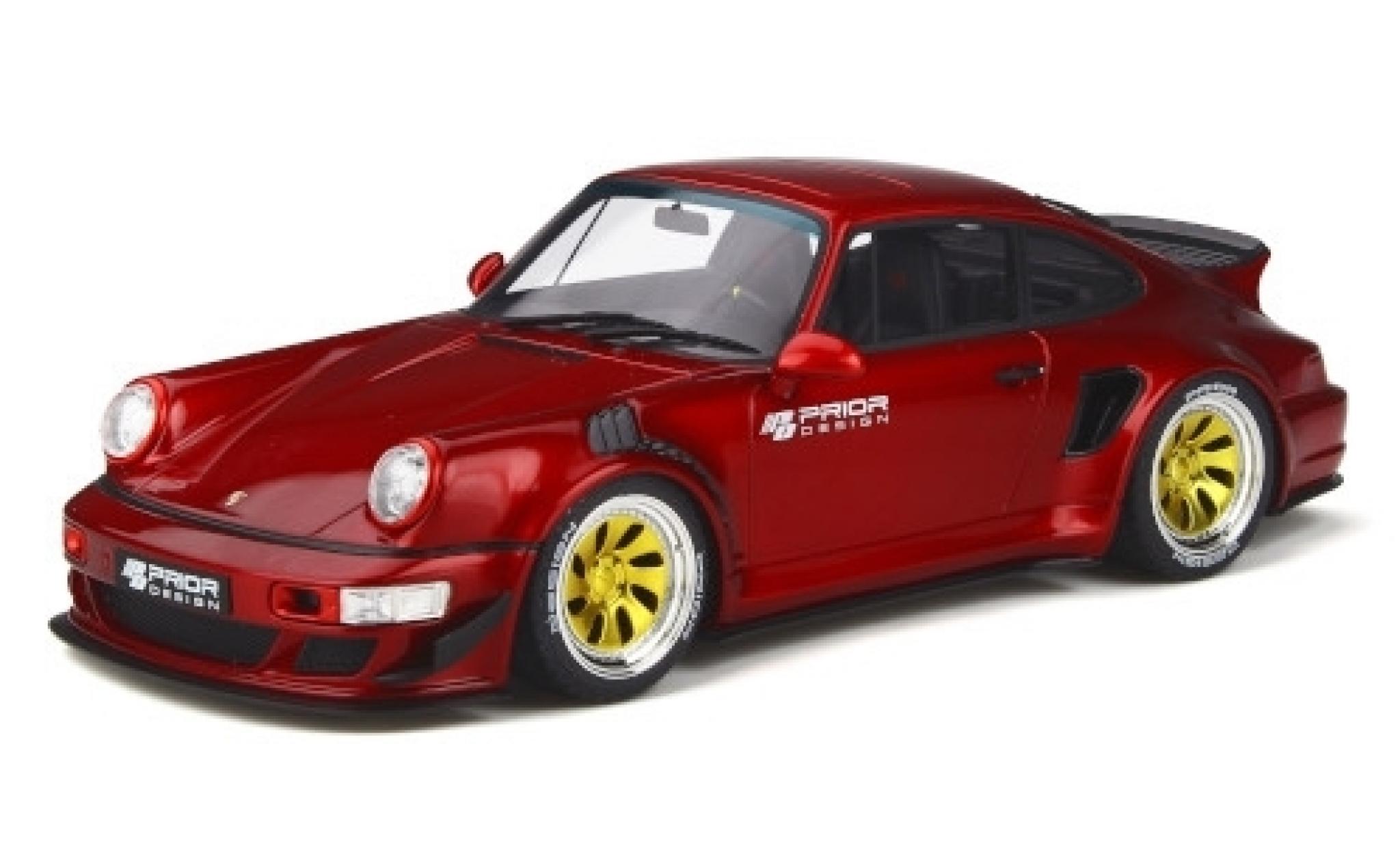Porsche 964 1/18 GT Spirit 911 () Prior Design Custom Widebody metallic rood/Dekor modelauto
