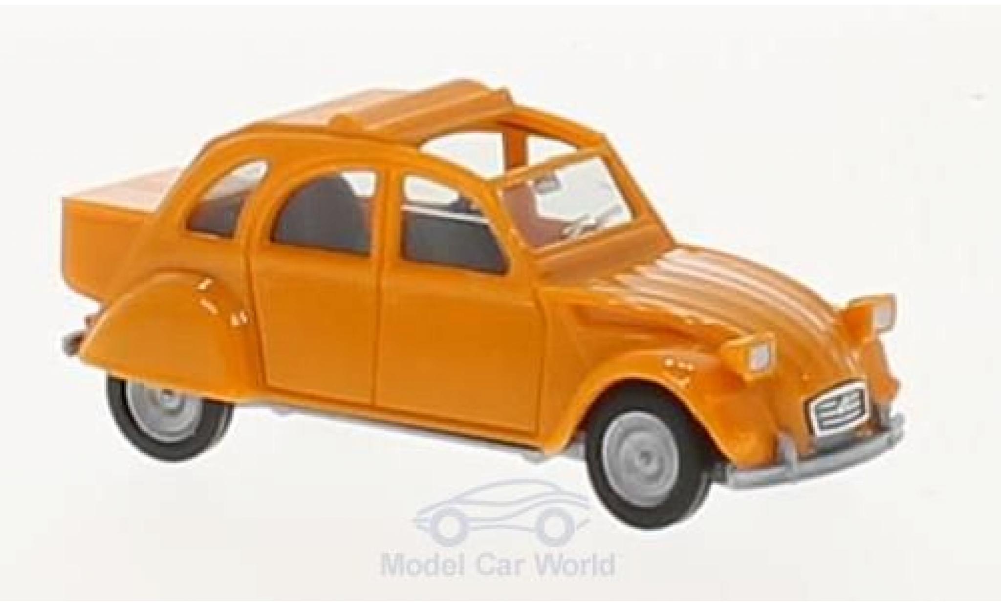 Citroen 2CV 1/87 Herpa 2 CV oranje mit Queue modelauto
