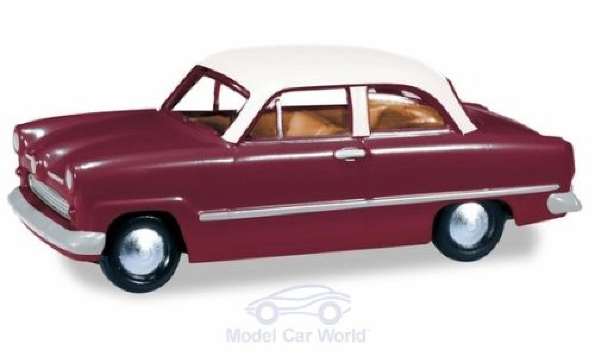 Ford Taunus 1/87 Herpa 12M rood/wit modelauto