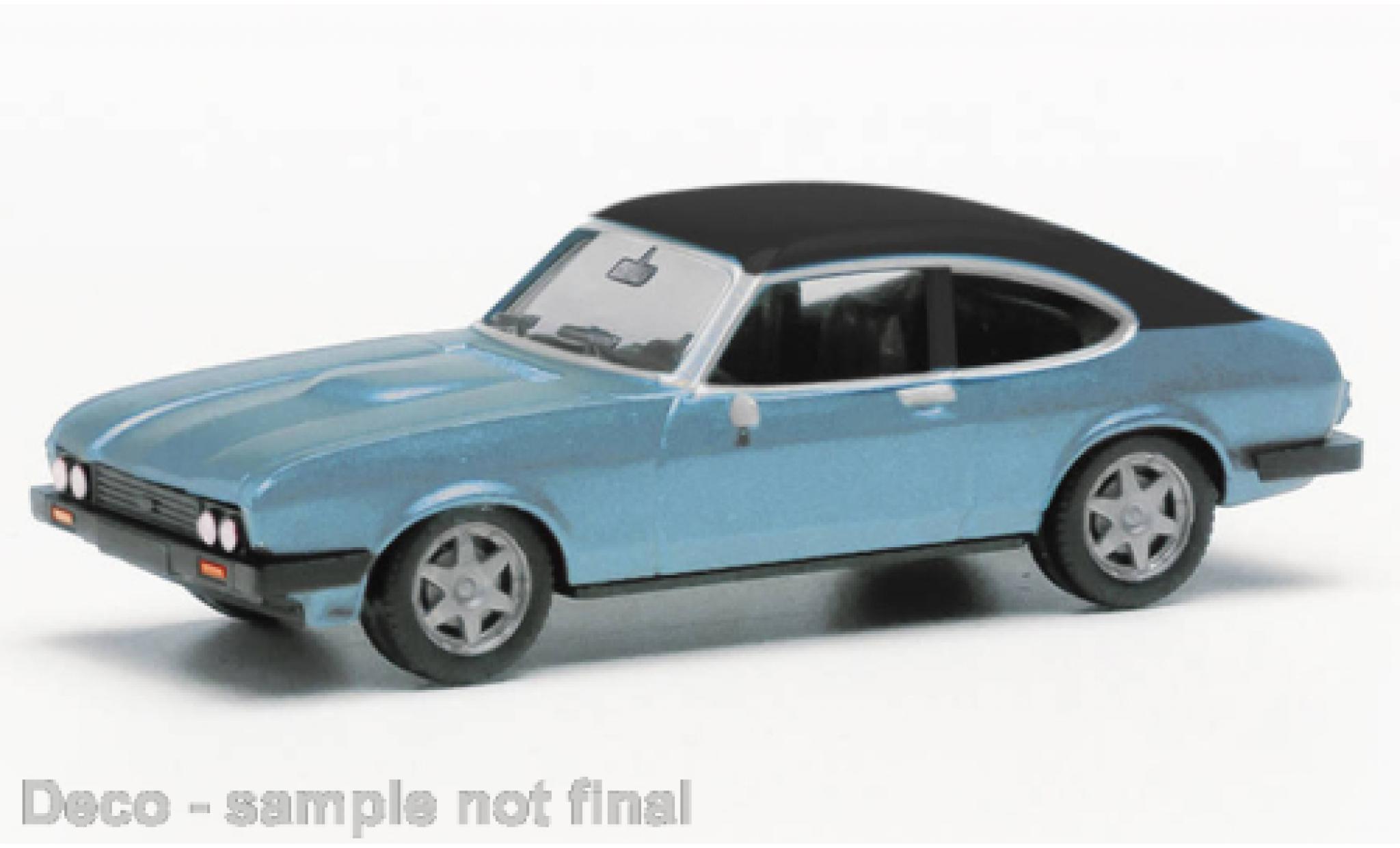 Ford Capri 1/87 Herpa MK III metallic blauw clair/zwart modelauto